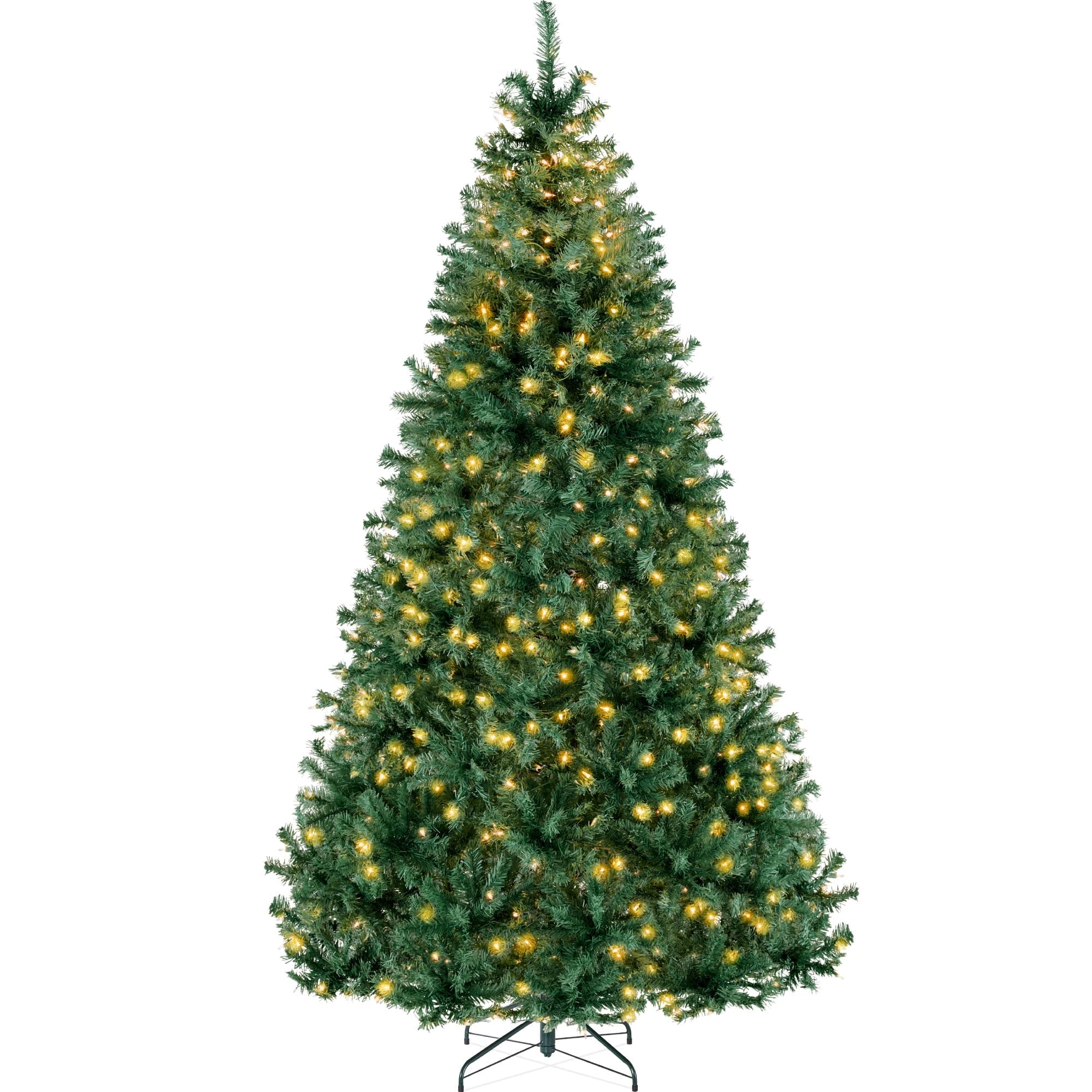 6ft Pre-Lit Christmas Tree Premium Hinged Artificial Pine Lighted Holiday Tree for Home, Office w/ 1,000 Branch Tips, 250 Lights, Metal Hinges, Foldable Base