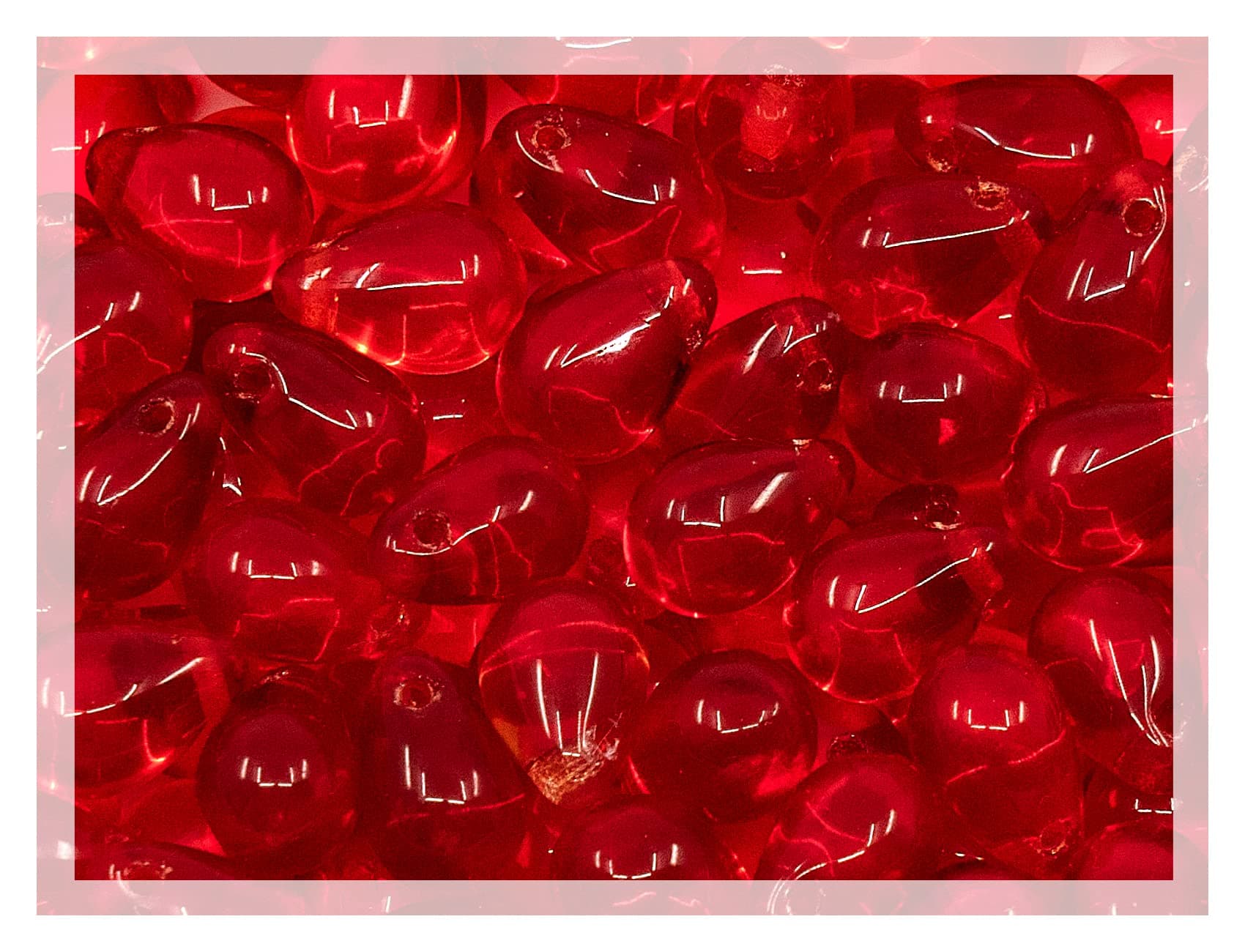 Teardrop Red Czech Glass Beads