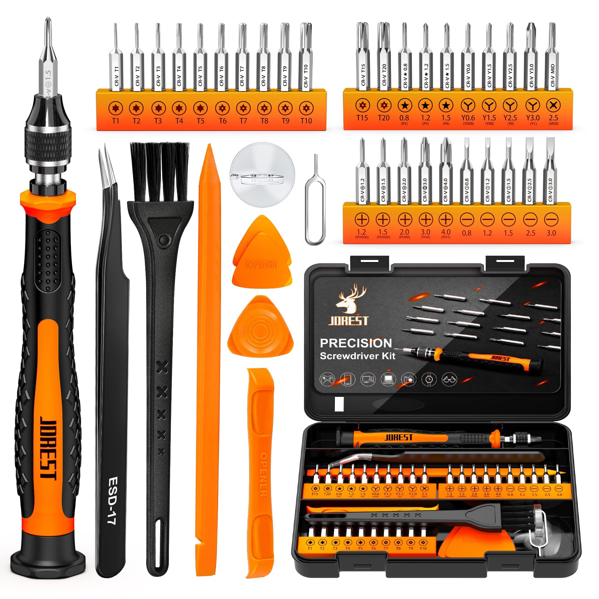 40Pcs Precision Screwdriver Set, Mini Tool Kit with Security Torx T5 T6 T8 T9, Triwing Y00, Star P5, Repair for Laptop, Switch, PS4, Xbox, MacBook, iPhone, Ring Doorbell, Watch, Glasses