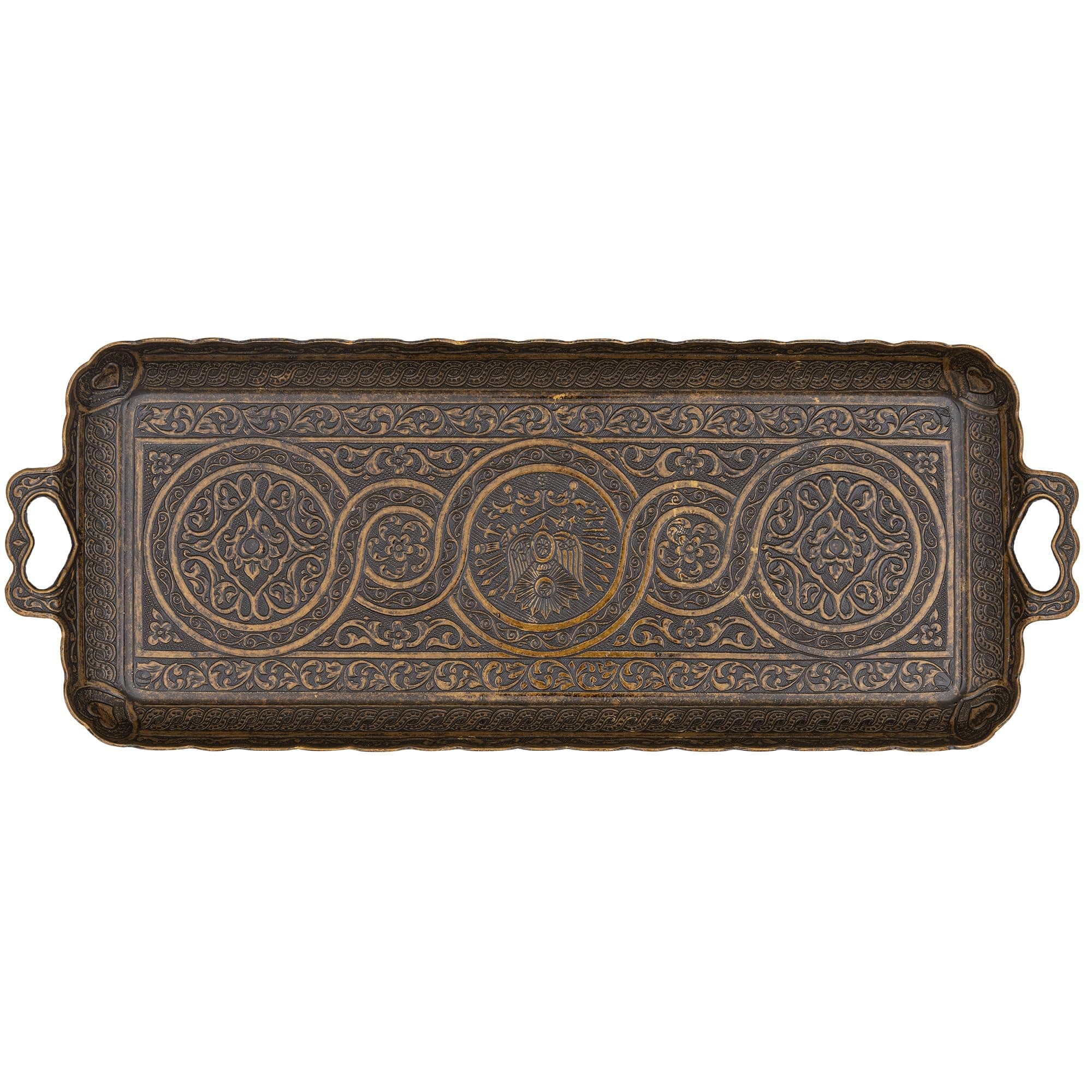 Alisveristime Turkish Ottoman Coffee Tea Beverage Serving Rectangle Tray (Small Tray) (13 INC*5.5 INC) (Autentic)