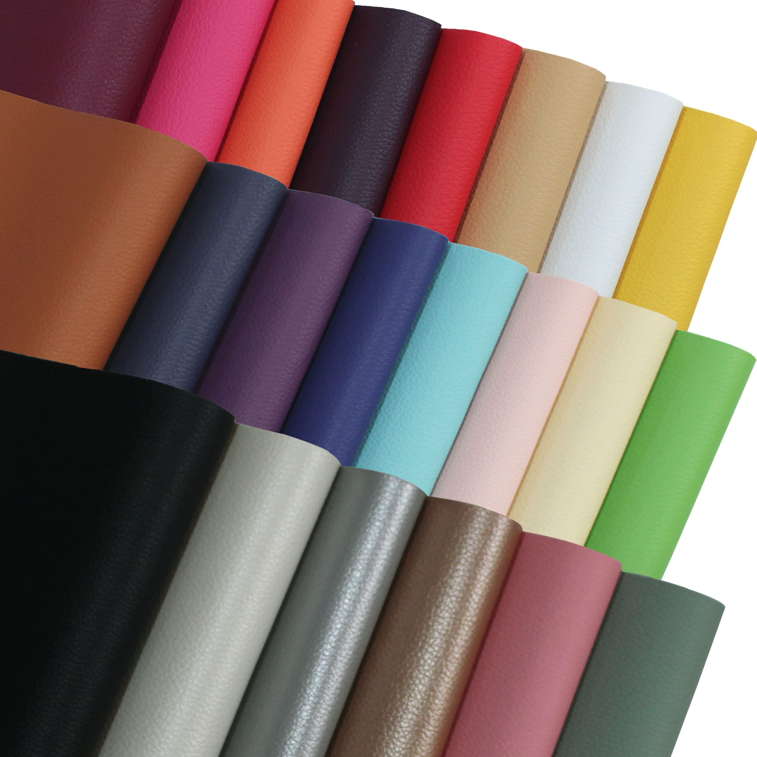 22Pcs Faux Leather Sheets,Solid Grain Colors Leather Plain Texture Leather Soft PU Faux Leather Fabric Sheets for Earrings,Wallet,Making DIY Craft,Hair Accessories DIY Projects 8X6inches