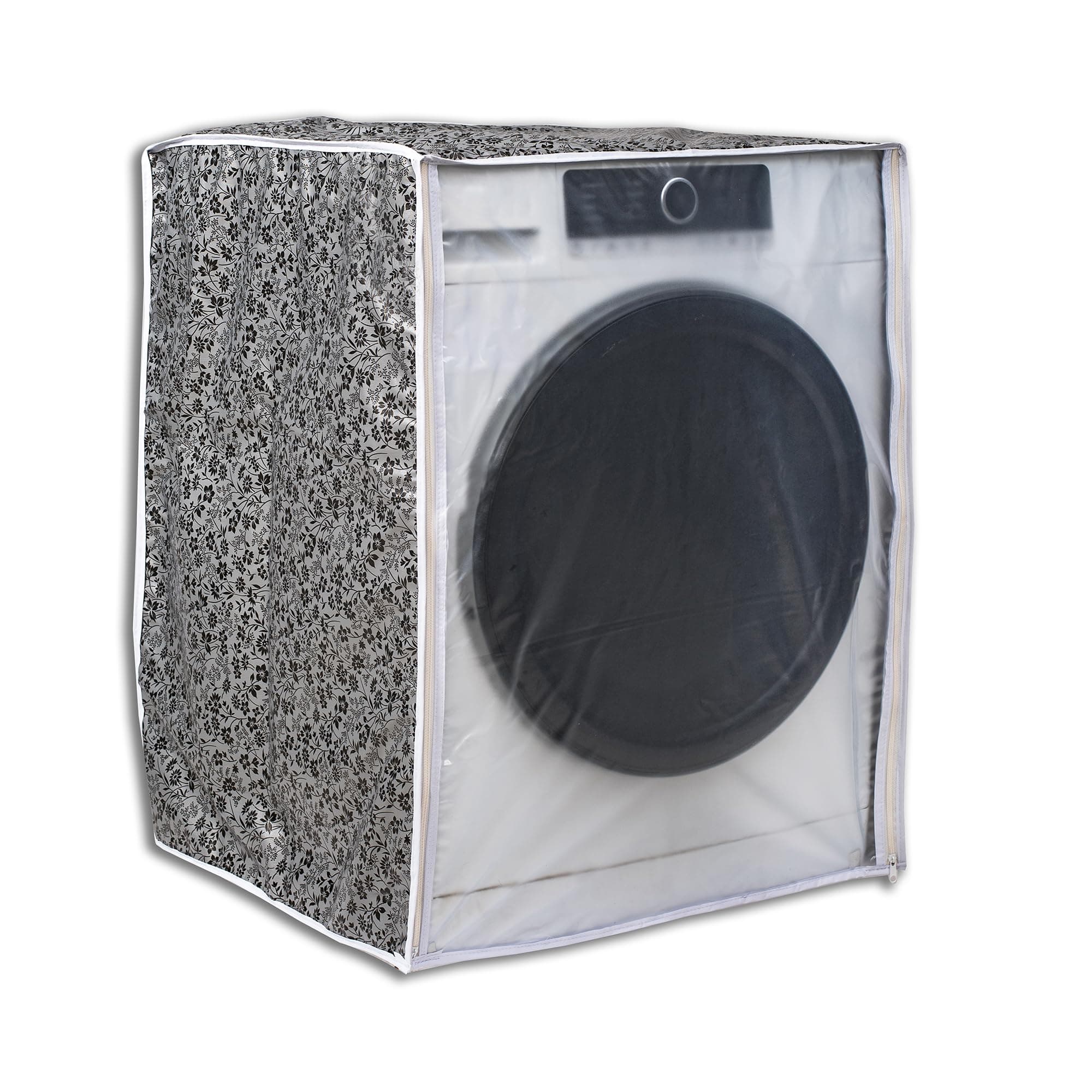Classic® Front Load Washing Machine Cover Suitable for LG 5.5 Kg, 6 Kg, 6.5 Kg (50cmsX63cmsX81cms, Black & Grey)