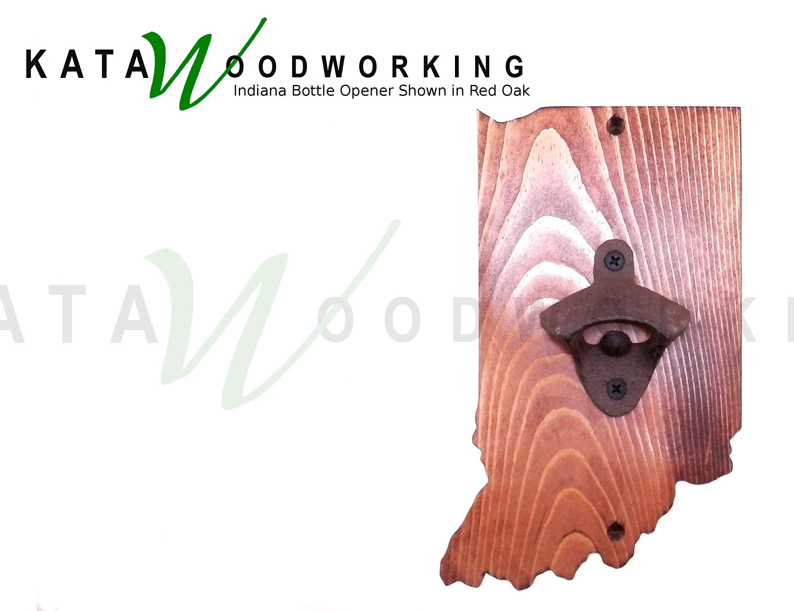 Indiana Bottle Opener for Wall - Wall Mount State Shaped Bareware - Handmade