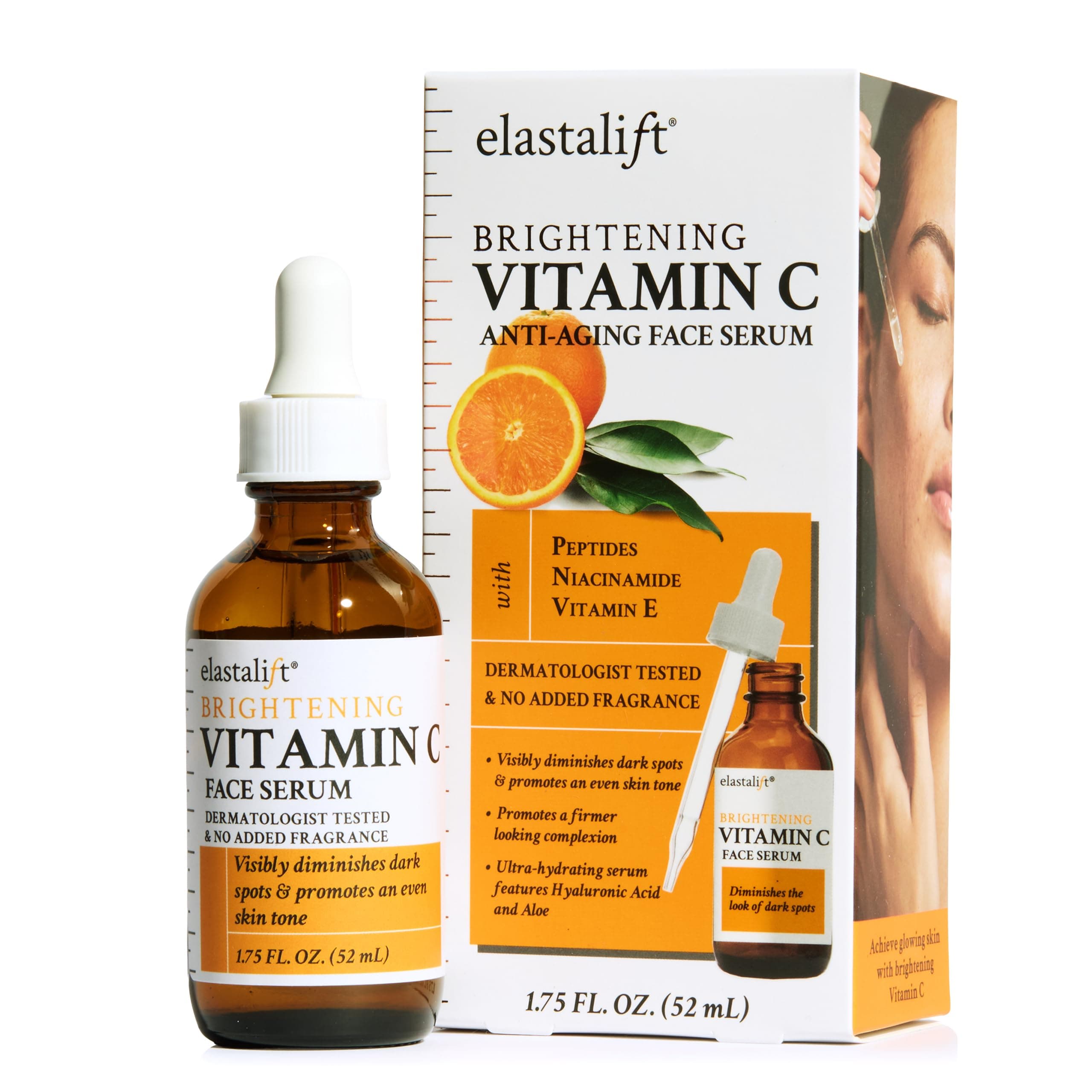 Bonus size 1.75 fl oz Elastalift Vitamin C Serum for Age Spots, Wrinkles, Expression Lines. Anti-Aging Serum w/Vitamin C & Hyaluronic Acid brightens skin & helps promote a healthier skin complexion