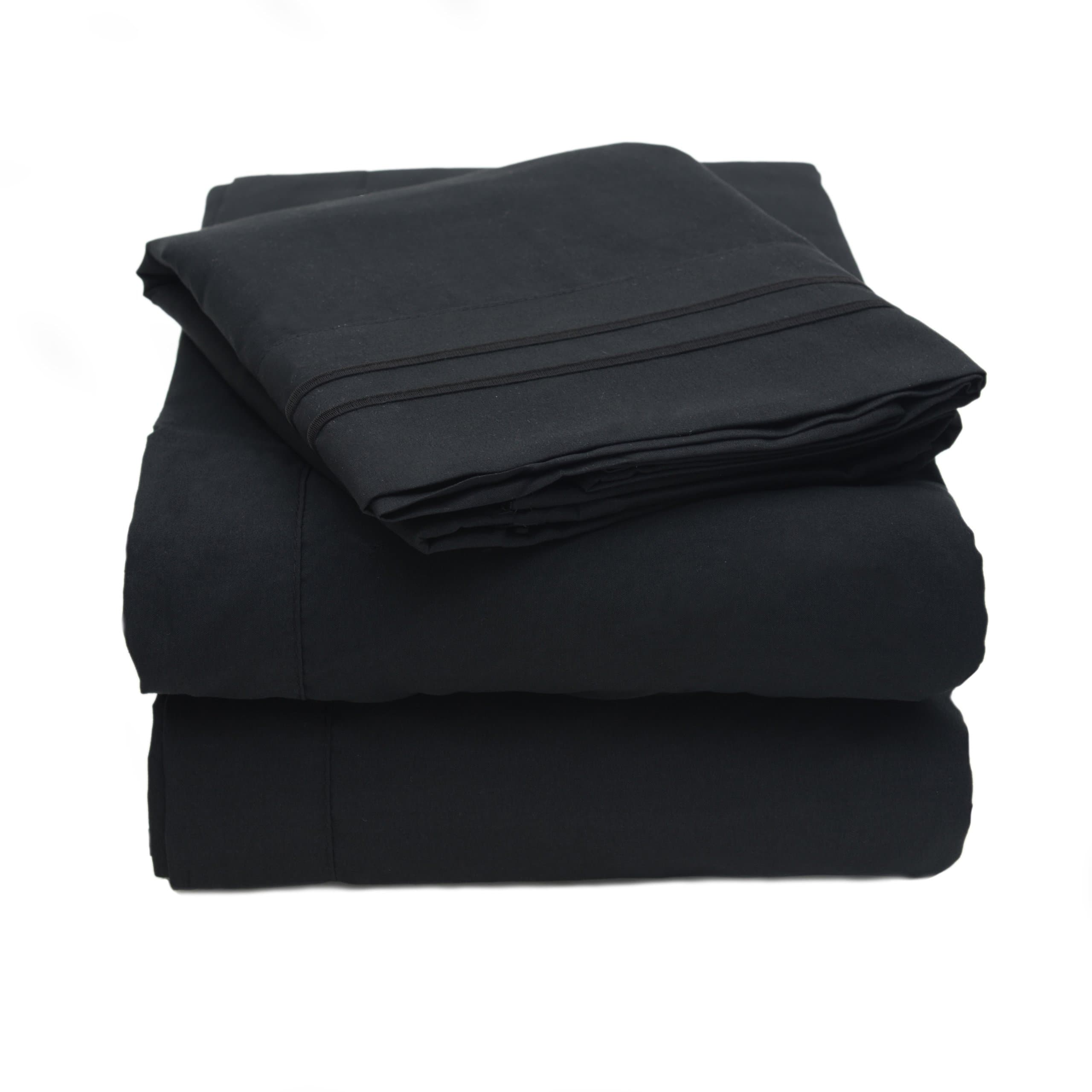 Egyptian Quality Deep Pocket 1500 Thread Count Bed Sheet Set - Queen, Black