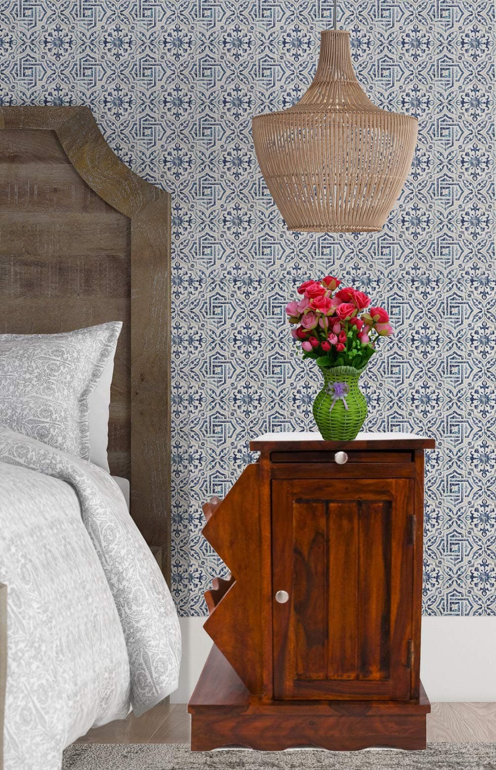 Daintree Timber Taste Clara Solid Wood Side Table (Teak Finish), Natural Teak