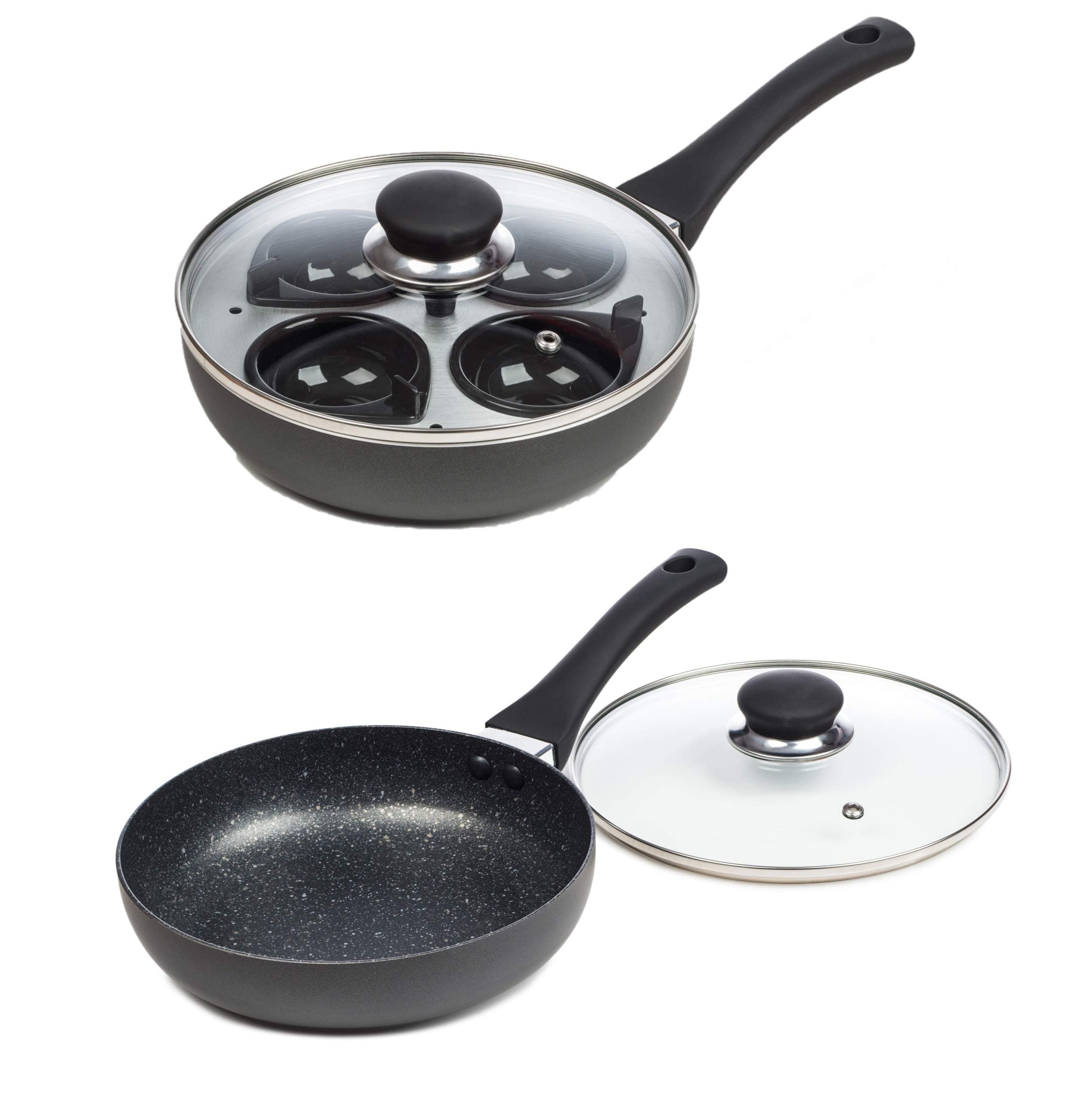 20cm 4 Egg Cup Non-Stick Frying Pan and Egg Poacher - Induction Suitable - Multicolour - 0.75L - 0.97kg