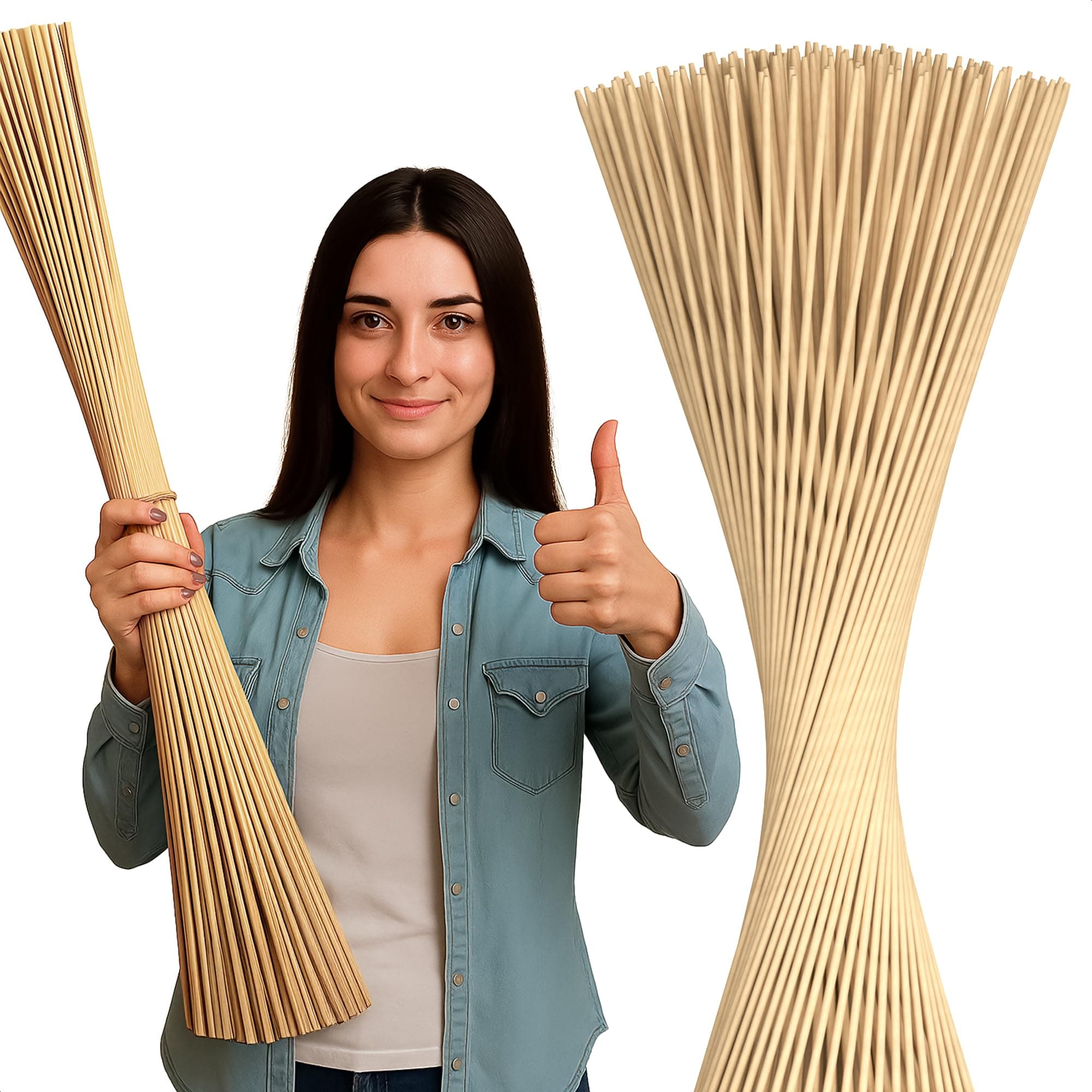 50 Pcs Smore Sticks for Fire Pit Extra Long - Thick 36 Inch Long Smores Sticks for Fire Pit, Suitable for Crafts & Flower Bouquets - 5mm Thick Bamboo Skewers for Smores, Meat, Kabobs, Hot Dogs, Fruits