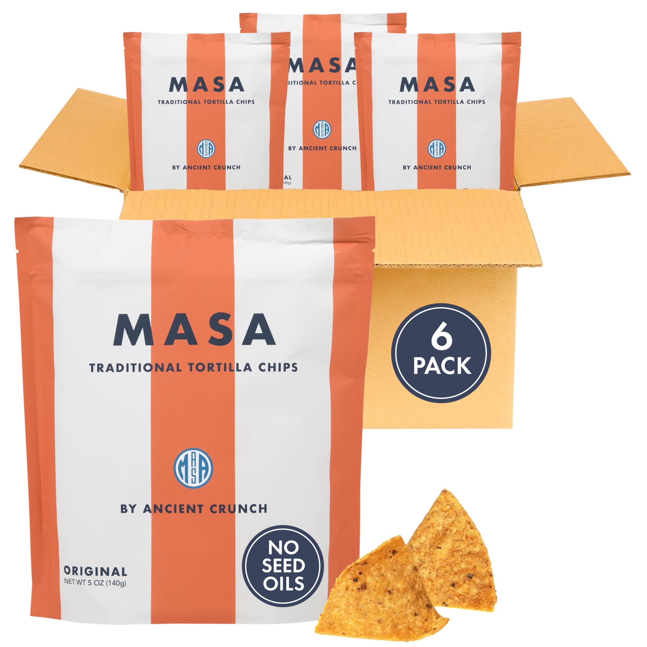 - MASA Chips Corn Tortilla Chips Cooked in Beef Tallow – Seed Oil Free Snack, 6pk×5 oz each– Handmade with Only Naturally Grown Corn & Sea Salt, Gluten Free