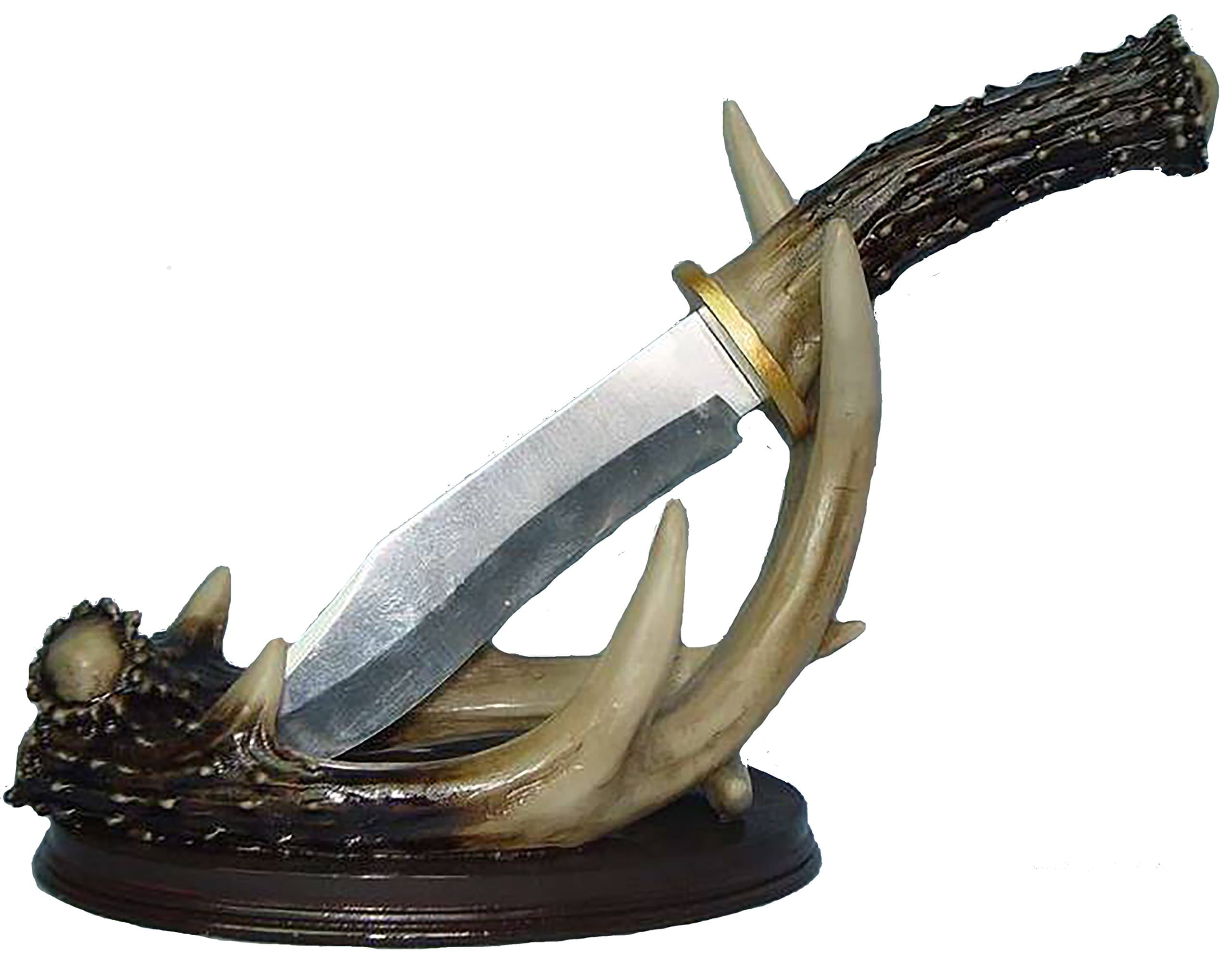 Decorative 10.5" Antler Handle Knife with Stand