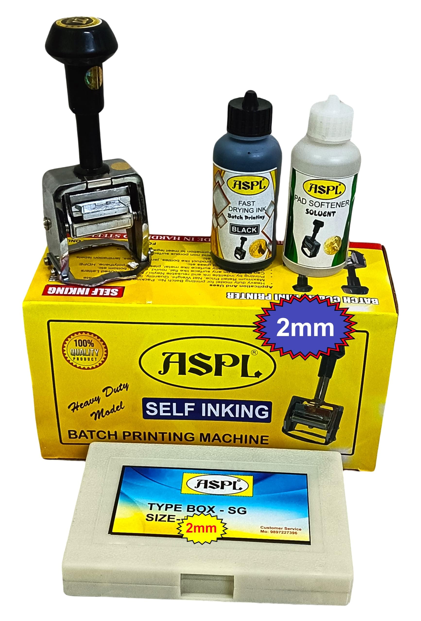 ASPL (2mm) Heavy Duty Super Batch Printing Machine (Batch NO., Packing Date, Expiry Date, MUXIMUM Retail Price, NET Weight, Quantity, Size, ETC.) (M30) (2MM)