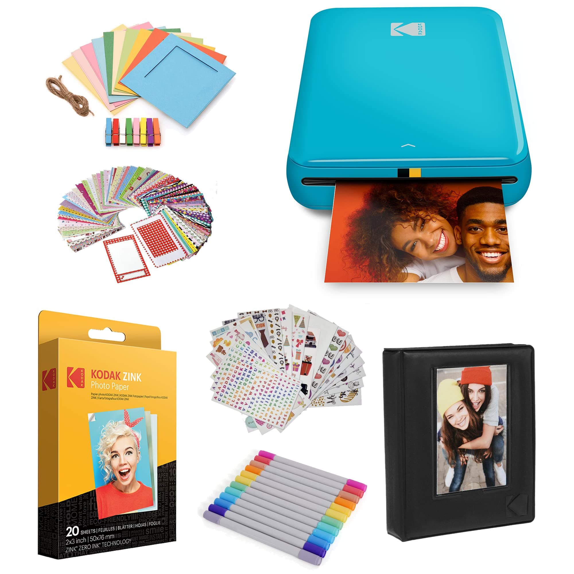 KODAK Step Instant Photo Printer With Bluetooth/NFC, ZINK Technology & KODAK App for iOS & Android (Blue) Gift Bundle