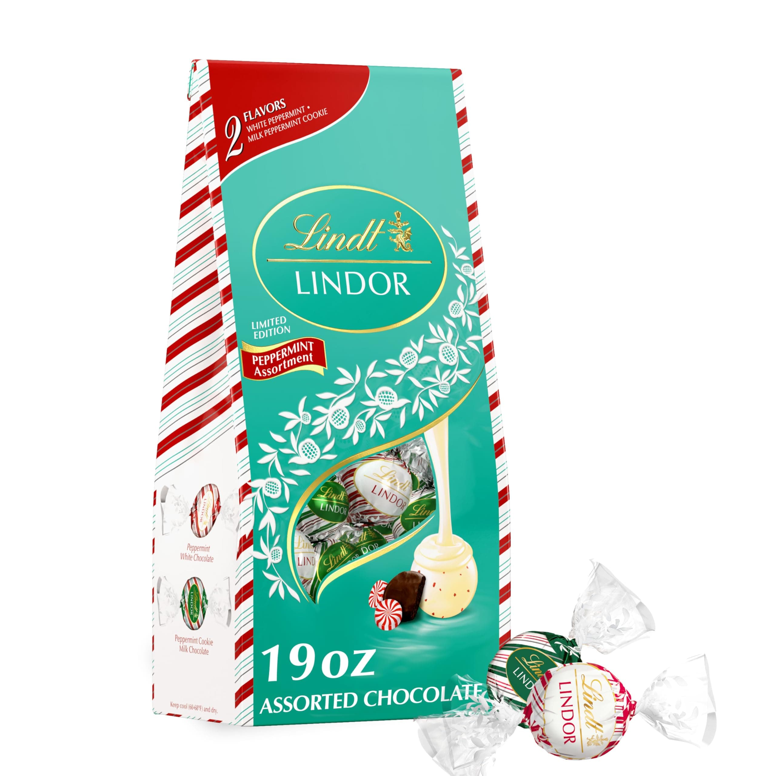 Lindt LINDOR Holiday Assorted Peppermint Truffles