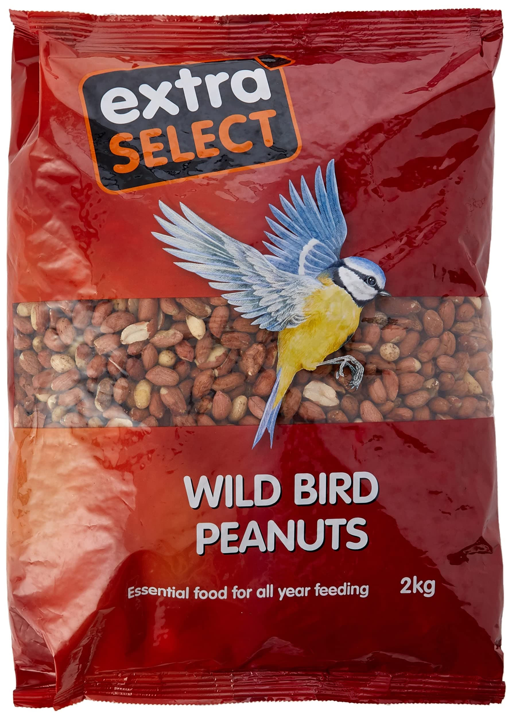 Extra Select Wild Bird Peanuts: High Grade, Protein Rich, Year Round Wild Bird Food Peanuts - Ideal for Winter Feed - 2kg