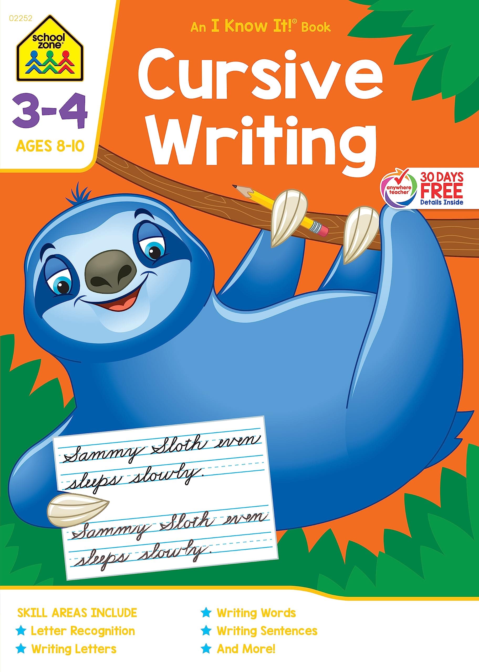 School Zone - Cursive Writing Workbook - 64 Pages, Ages 8 to 10, 3rd Grade, 4th Grade, Practice Handwriting, Tracing, Letters, Words, Sentences, and More (School Zone I Know It!® Workbook Series)