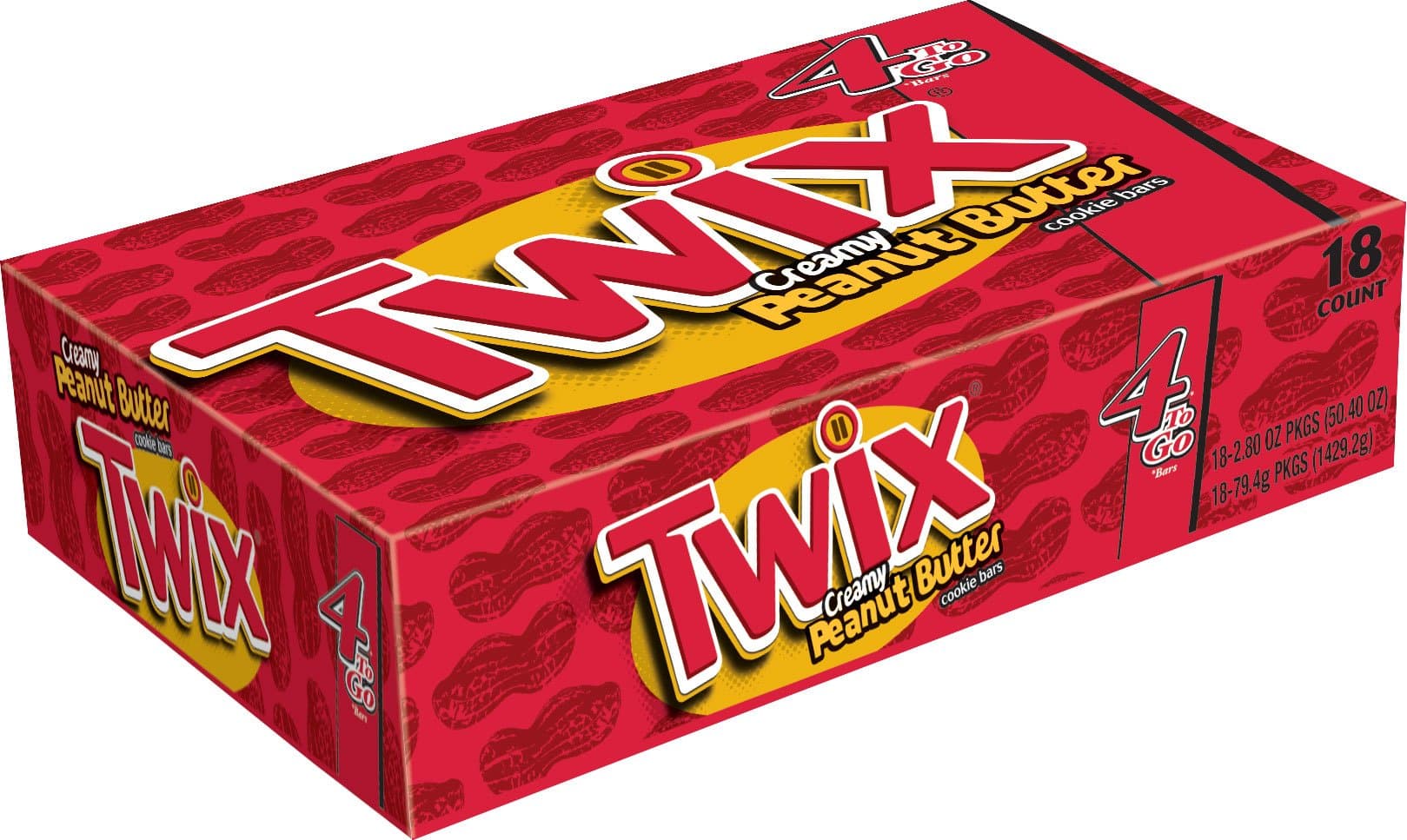 TWIX Peanut Butter Sharing Size Chocolate Cookie Bar Candy 2.8-Ounce Bar 18-Count Box