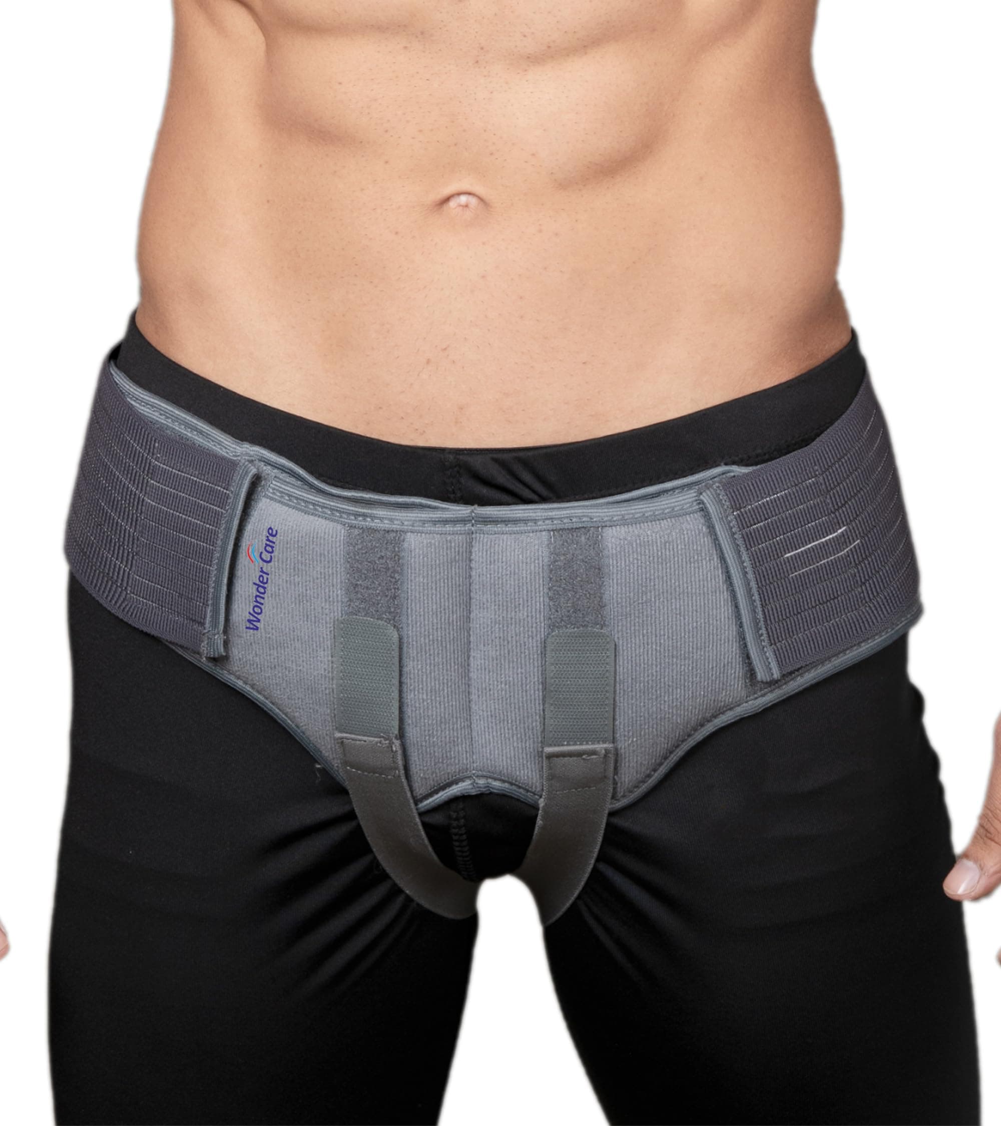 Grey Inguinal Hernia Support Truss brace for Single/Double Inguinal or Sports Hernia with Two Removable Compression Pads & Adjustable Groin Straps Surgery & injury Recovery belt- Large