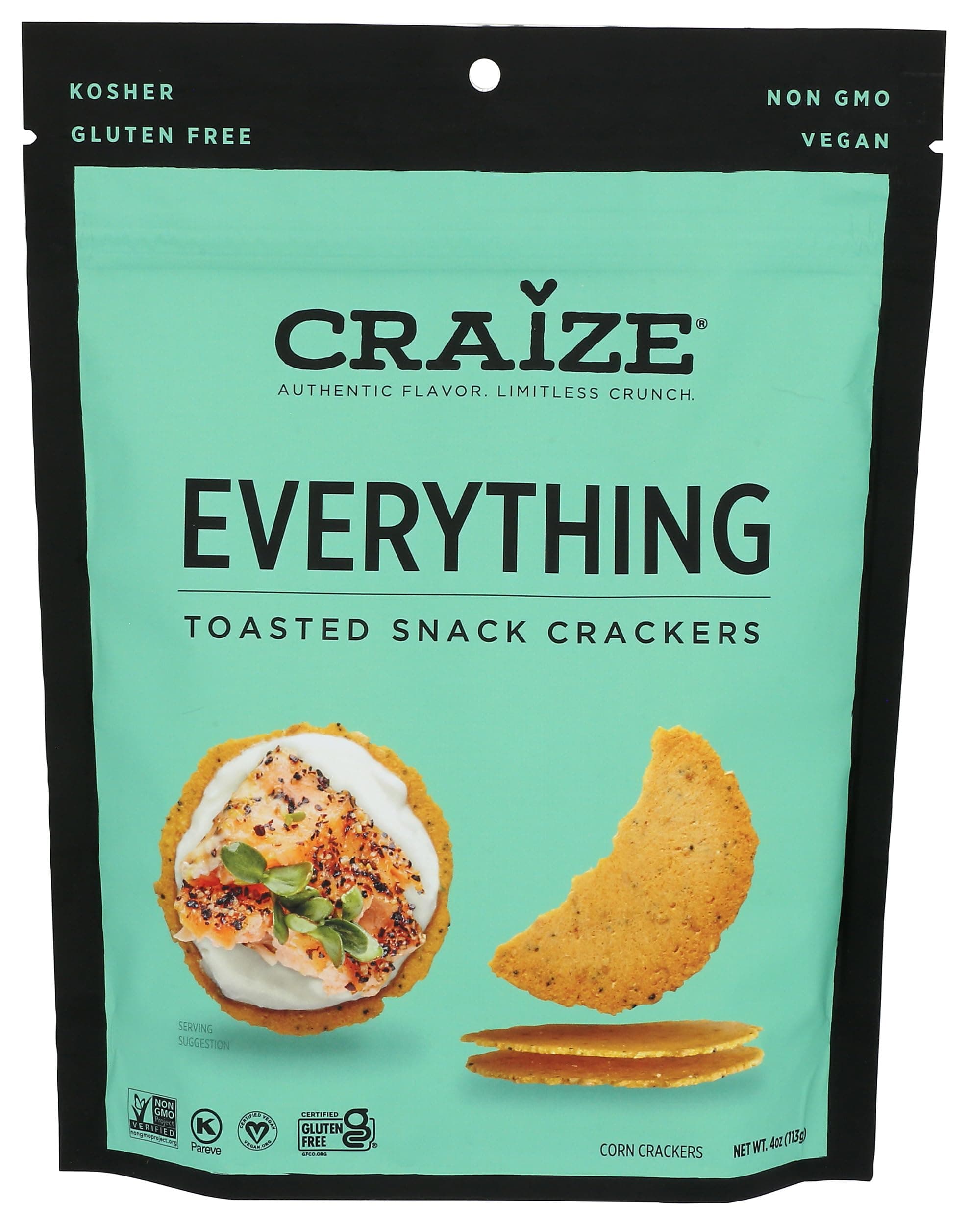 Crackers Toasted Corn Everything, 4 Ounce