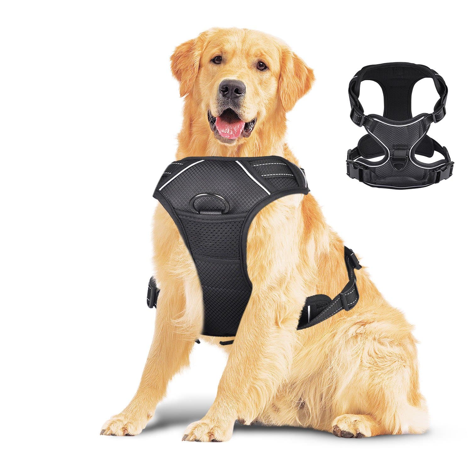 Large Dog Harness,Creaker No Pull Adjustable Pet Reflective Oxford Material Soft Vest Harness for Large Dogs