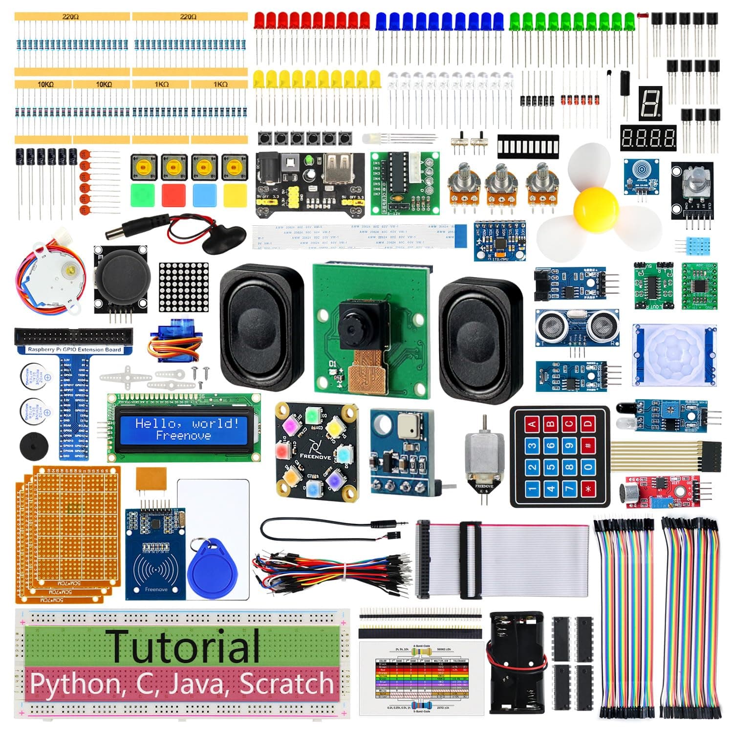Complete Starter Kit for Raspberry Pi 4 B 3 B+ 400, Python C Java Scratch Code, 708-Page Tutorial, 138 Projects, 386 Items, Camera Speaker Sound Sensor (Raspberry Pi NOT Included)