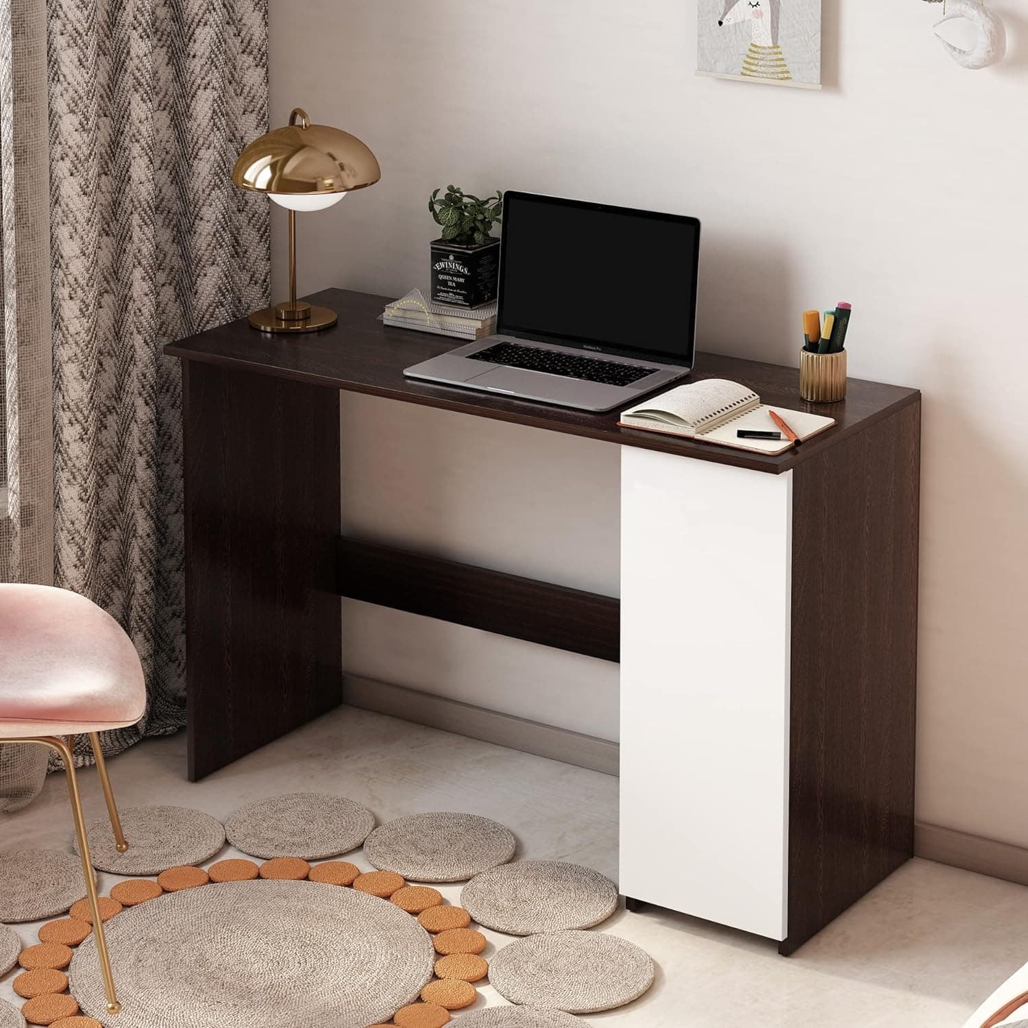 FURNEASER Dettlet Engineered Wood Study Table, Computer, Laptop, WFH Office Desk with Door (with Door)