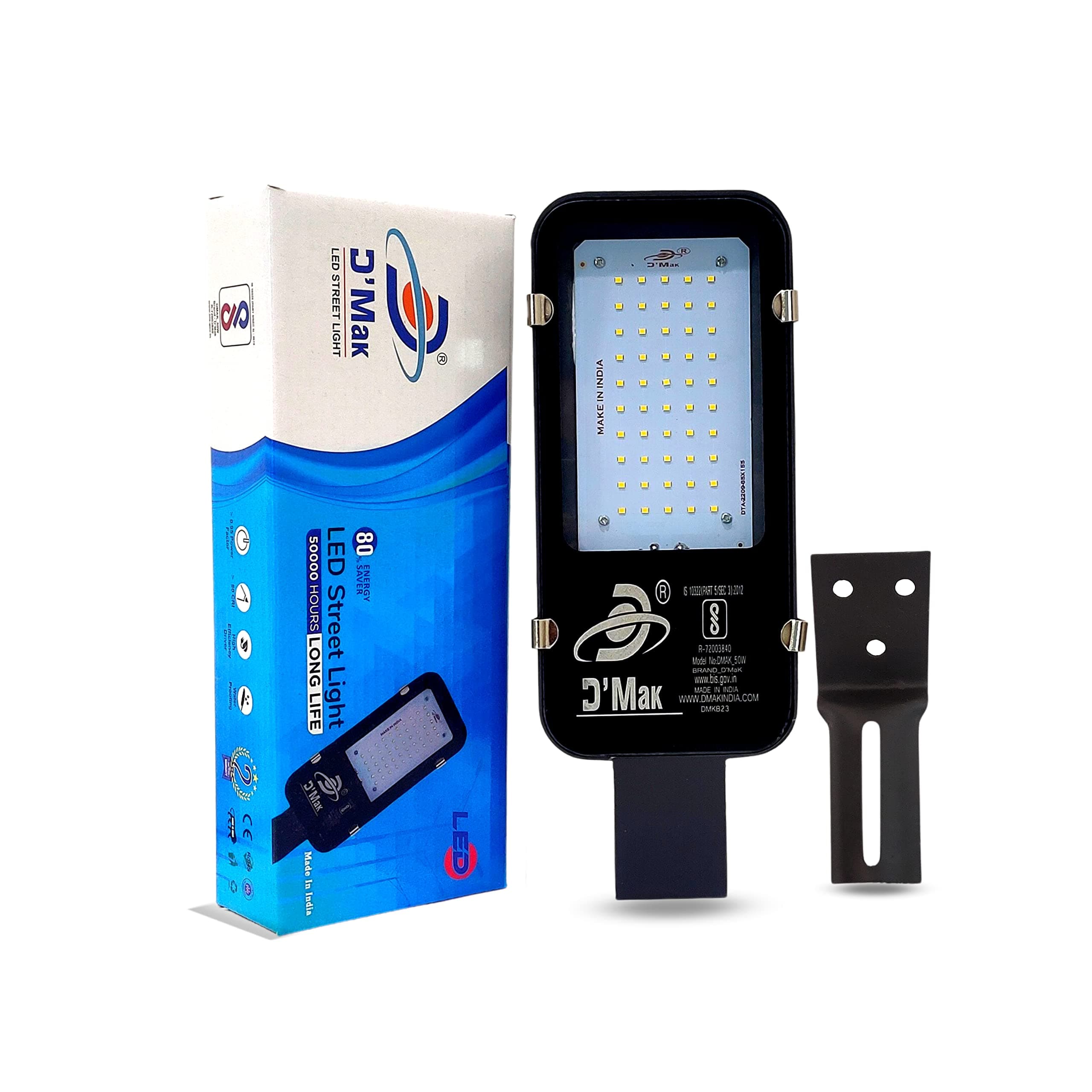 Sponsored Ad - DMAK Multi Traders D'Mak 50 Watt White LED Chip Street Light, Waterproof Outdoor Rectangular Outdoor Street Light for Hospitals, Offices, Showrooms and Parking, 230V, Pack of 1