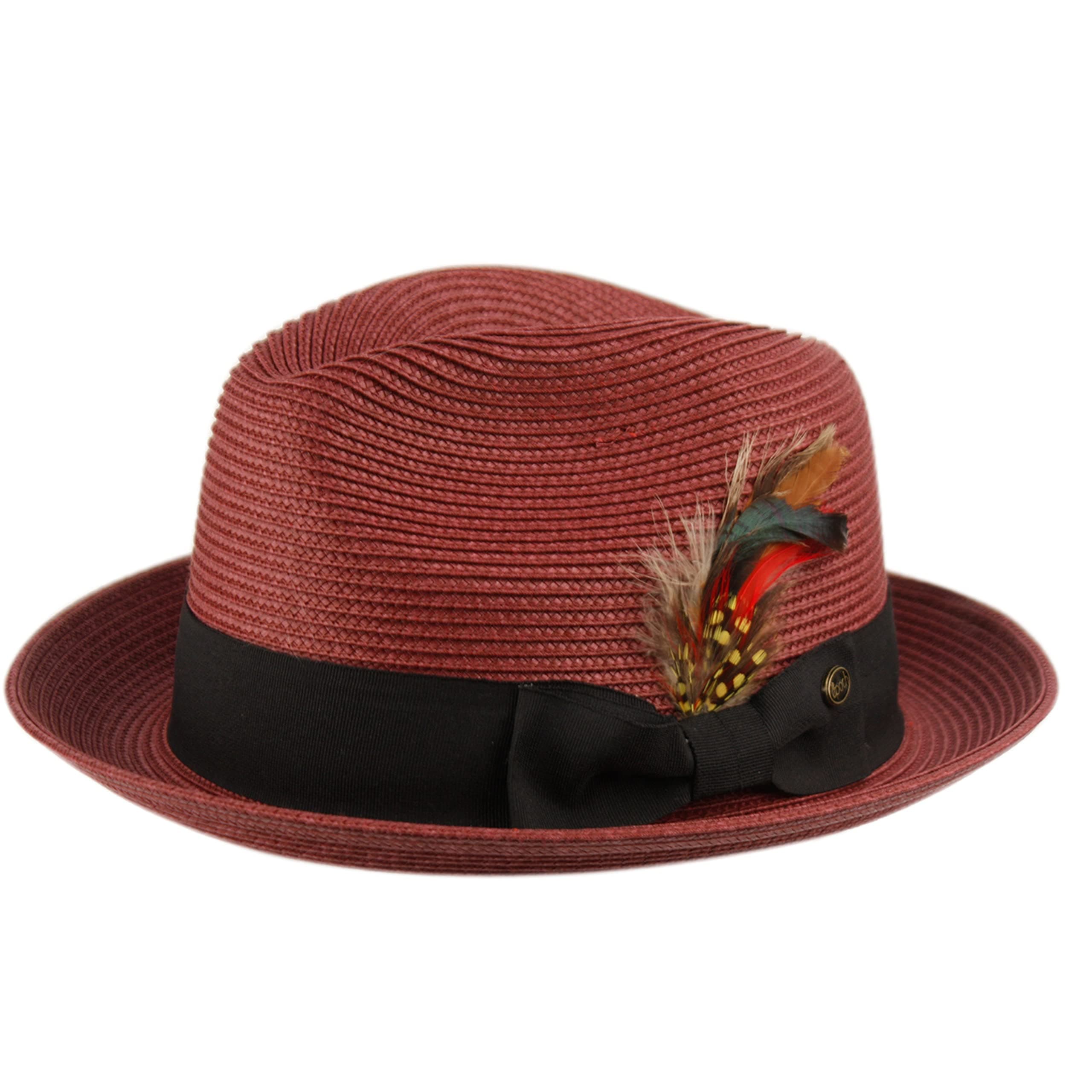Men's Premium Straw Porkpie Fedora Hat