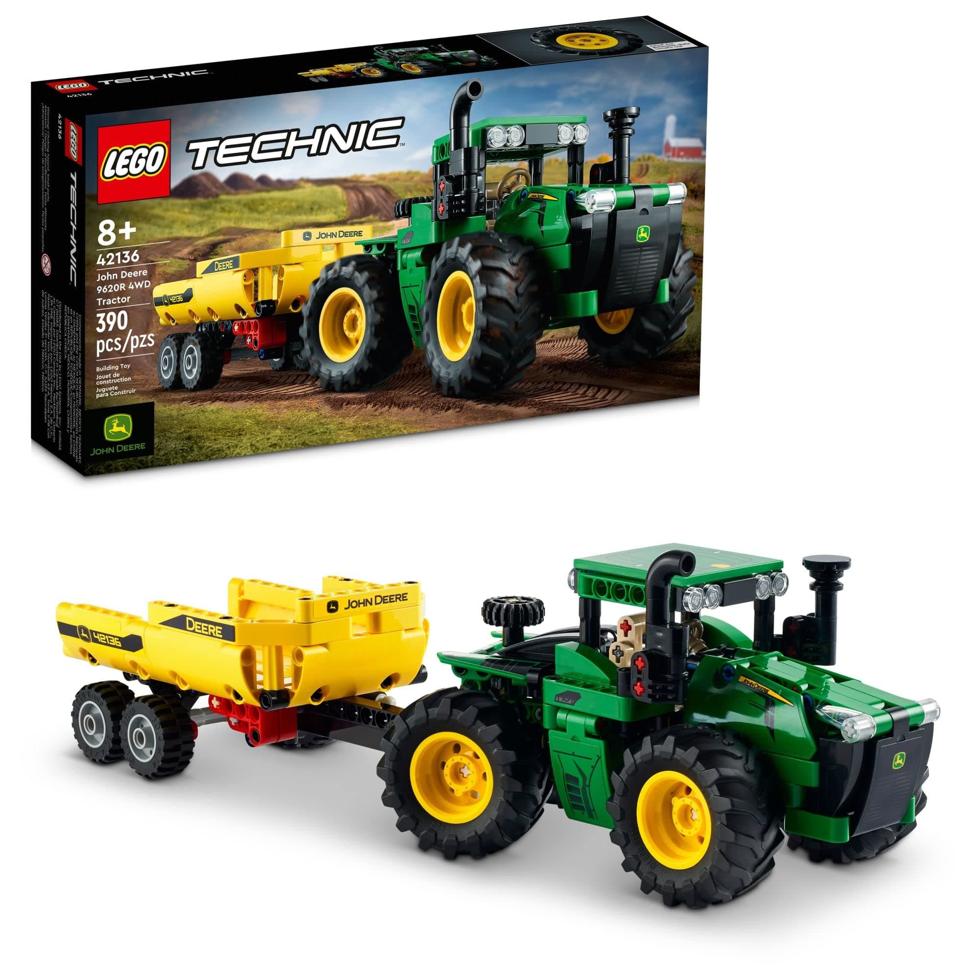 Technic John Deere 9620R 4WD Tractor 42136 Model Building Kit (390 Pieces)