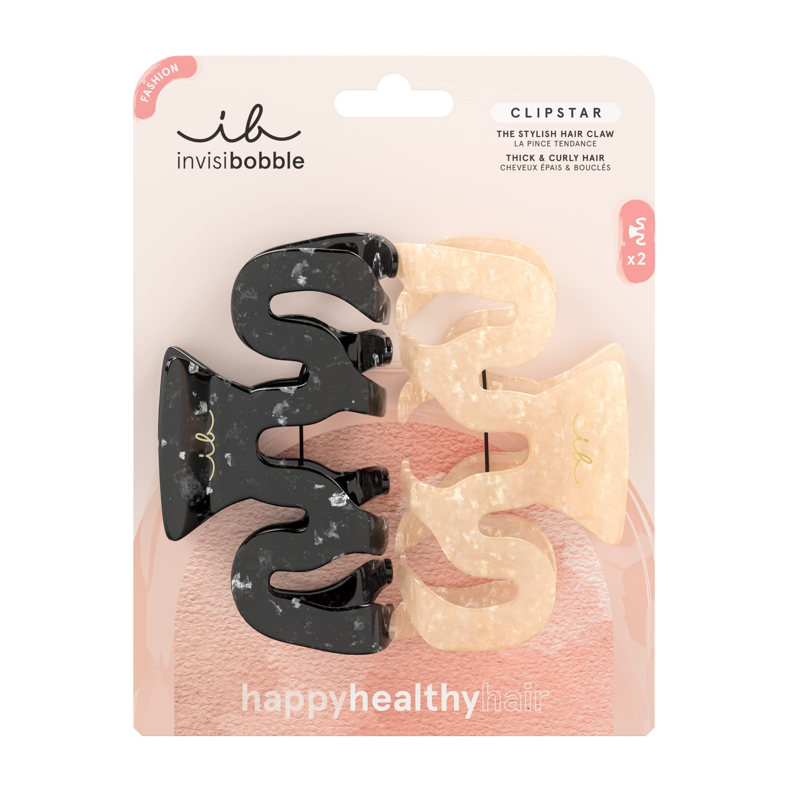 invisibobble CLIPSTAR Eclipse 2 pc Set - Large Claw Clips for Thick, Curly Hair - Strong Hold for All-Day Wear - Jumbo Claw Clips - Hair Accessory for Every Occasion
