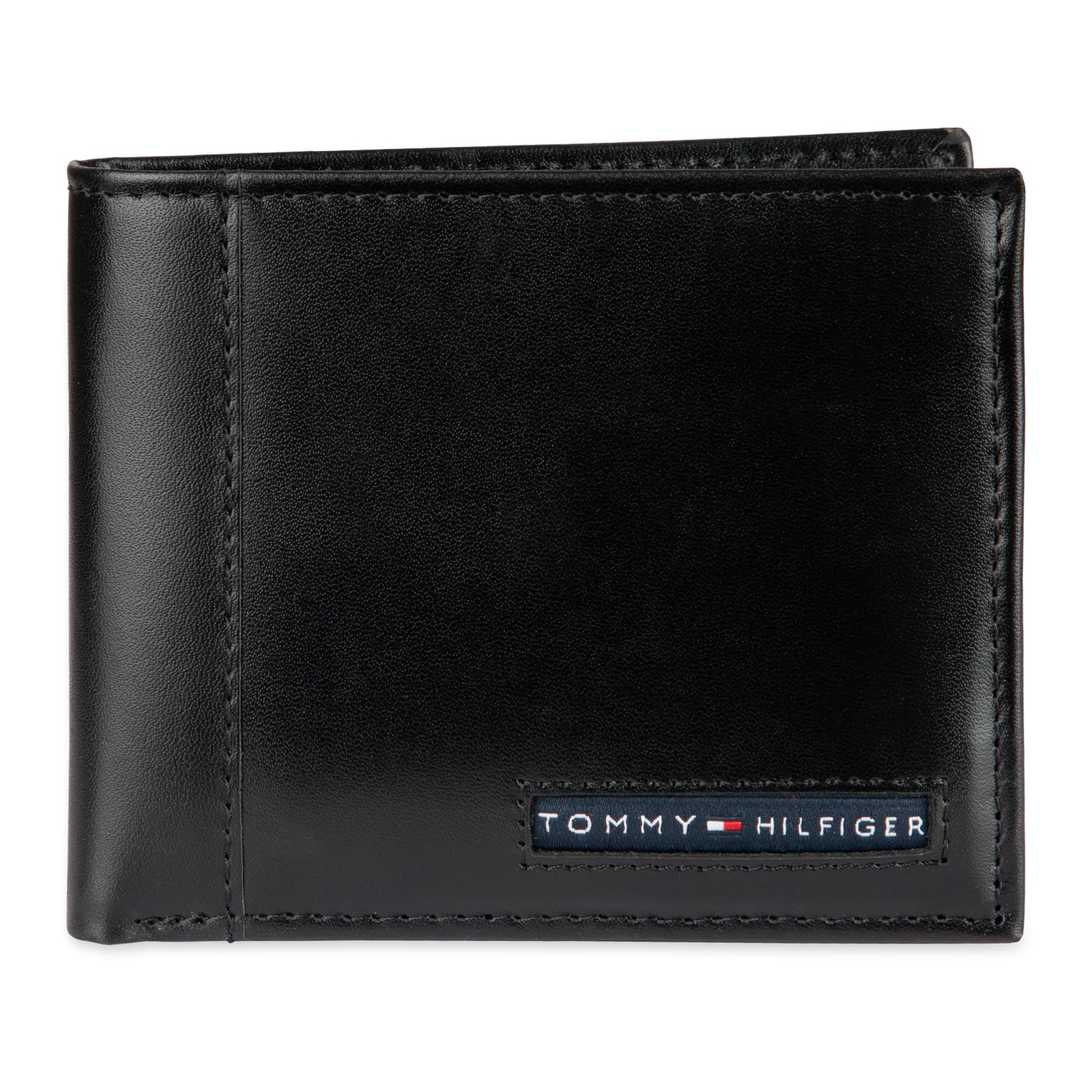 Men's Slim Leather Bifold Passcase Wallet with Removable ID Window