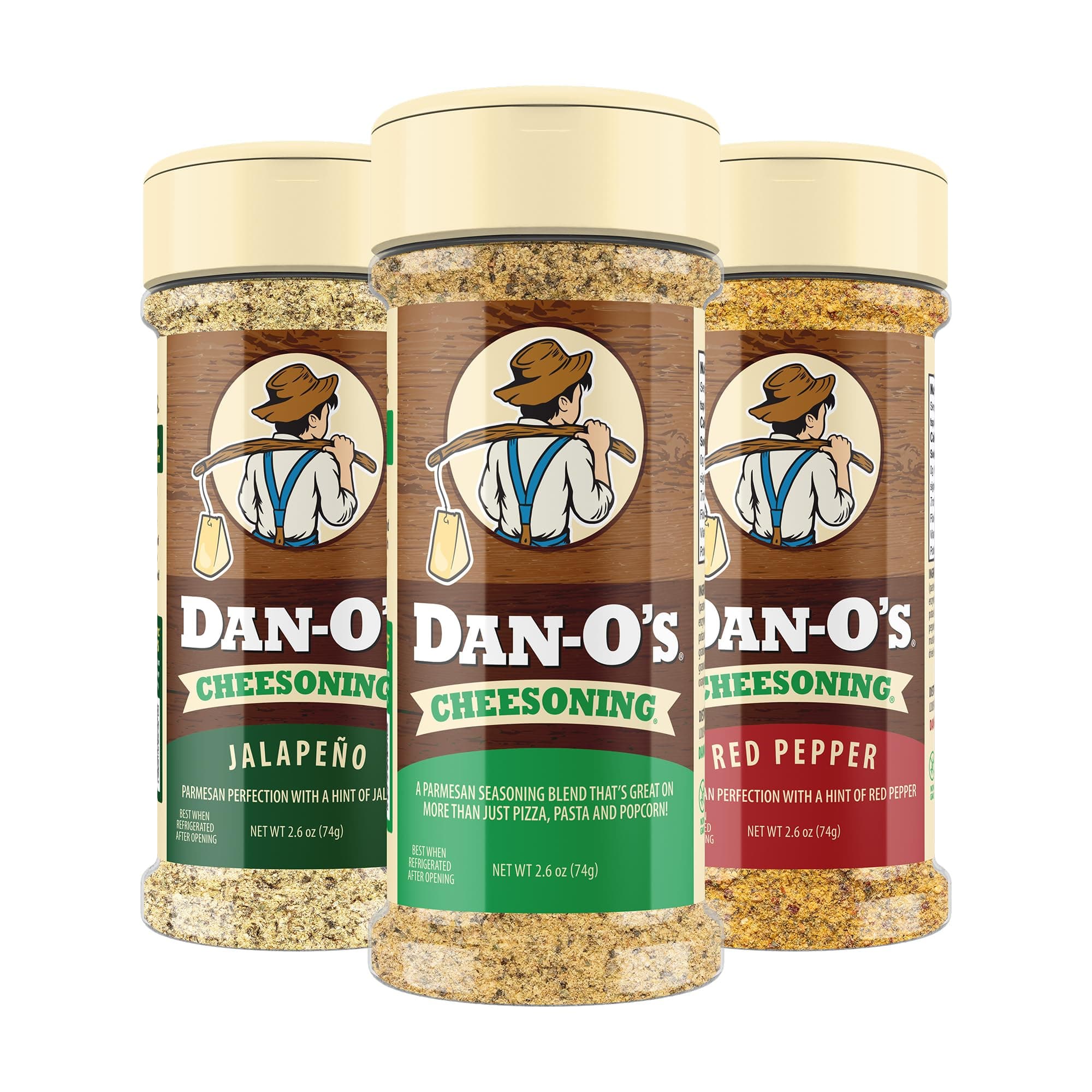 3 Bottle Cheesoning Seasoning Set, Small Bottles, 3 Pack, Includes Red Pepper, Jalapeño and Cheesoning Seasonings, Sugar Free, Zero Calorie, Use this Seasoning Kit in Pasta, Toppings or Sauce