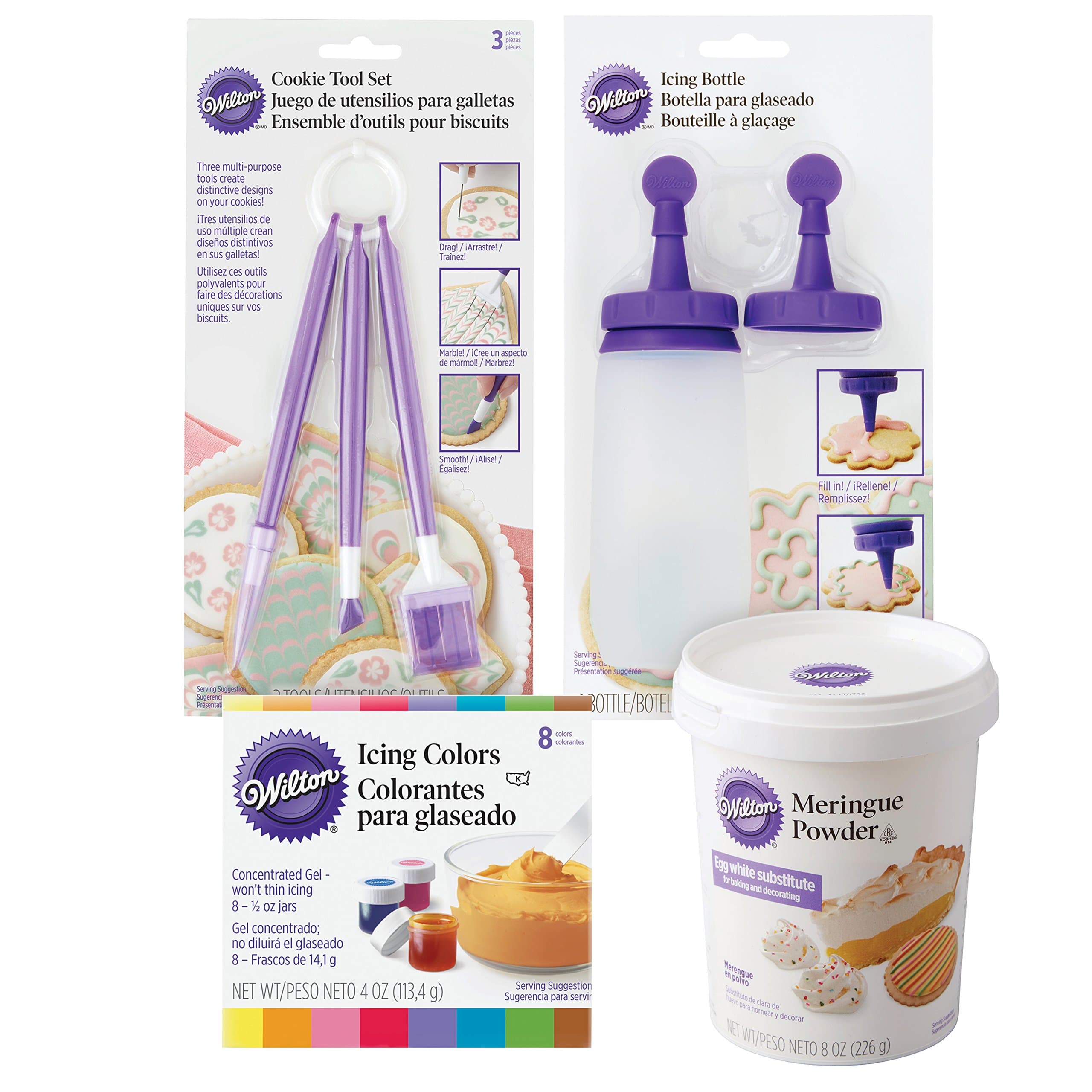 Wilton Sugar Cookie Decorating Kit, 15-Piece - Tool Set, Meringue Powder, Icing Colors, and Decorating Bottle