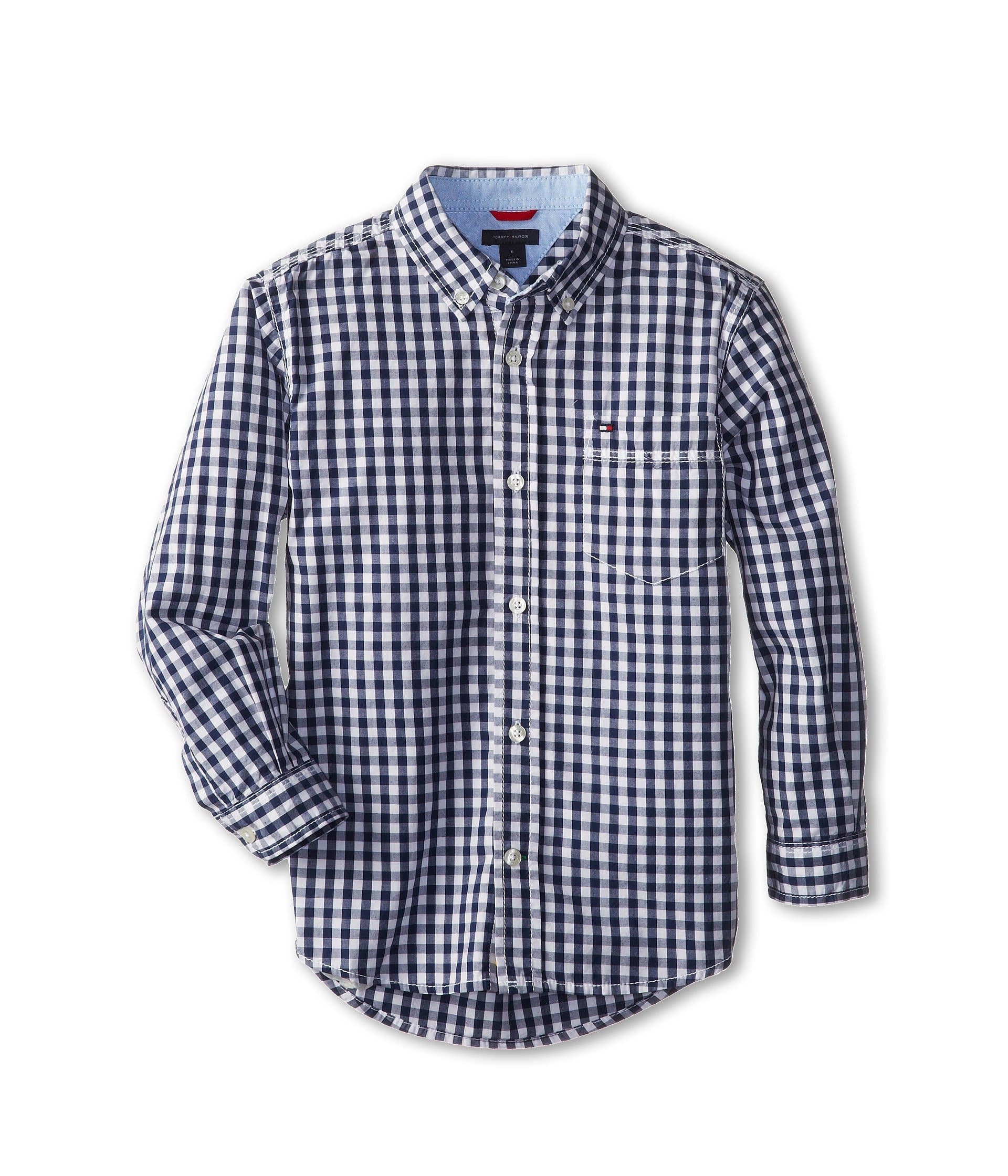 Boys Long Sleeve Woven Shirt, 100% Cotton, Collared Button-Down with Embroidered Logo