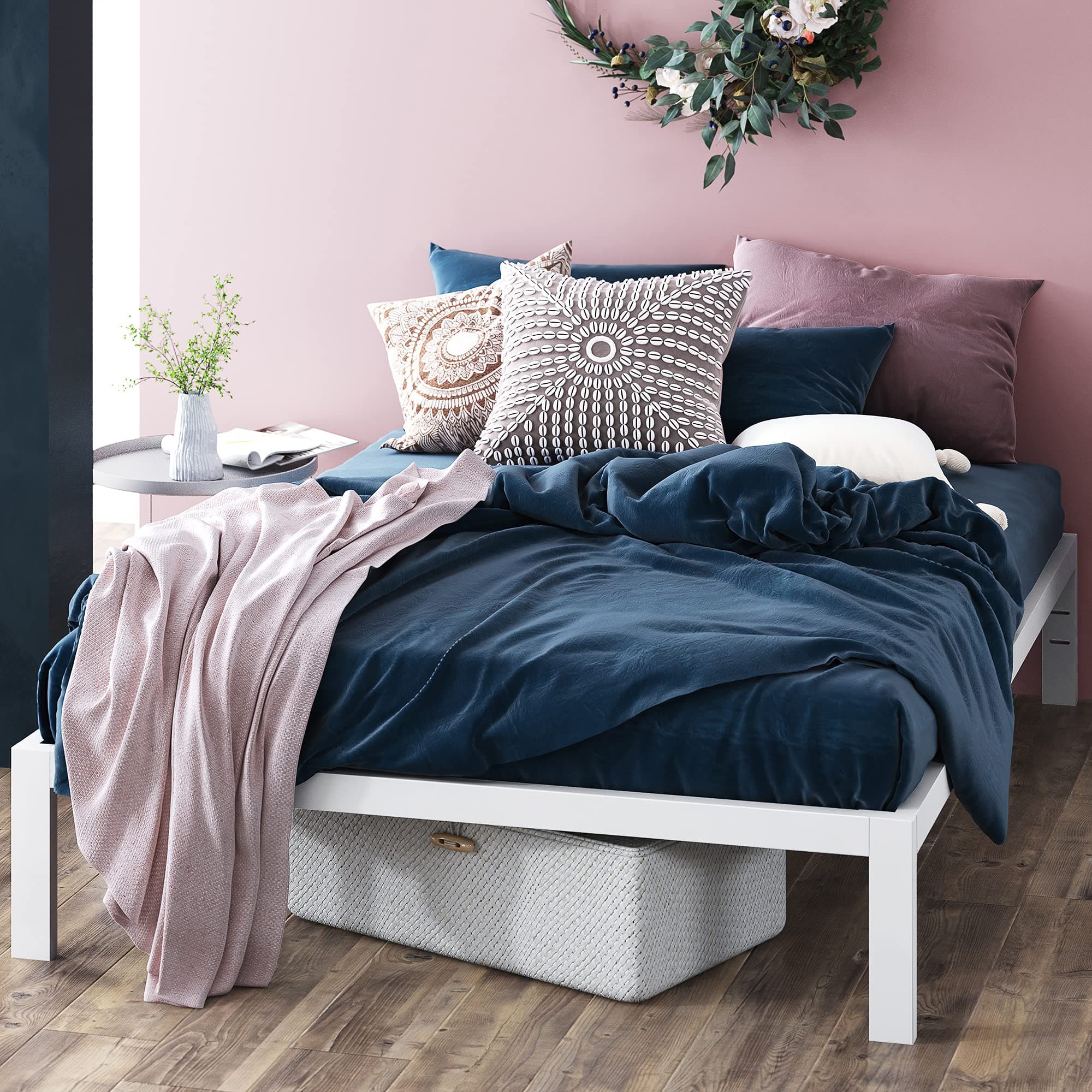 Zinus Mia Platform, Queen, White