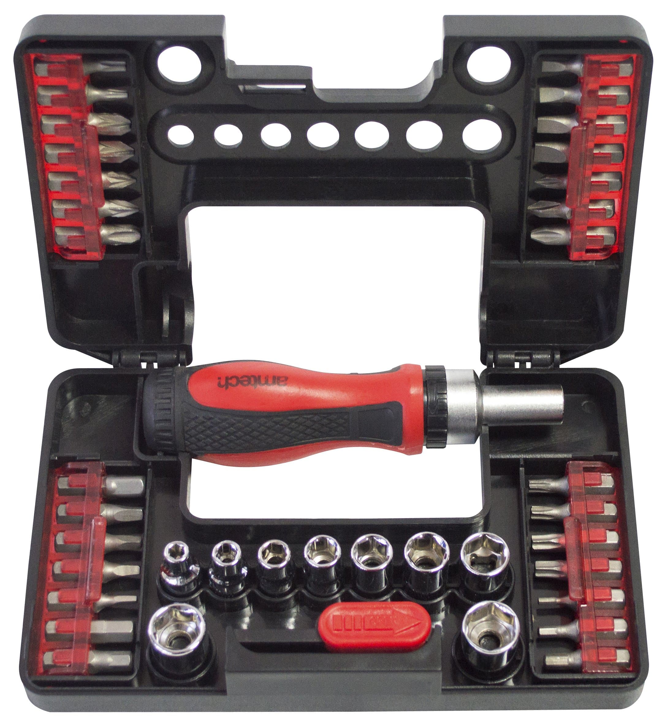 Am-Tech L1985 38pc Screwdriver Bit and Socket Set, Assorted Colours
