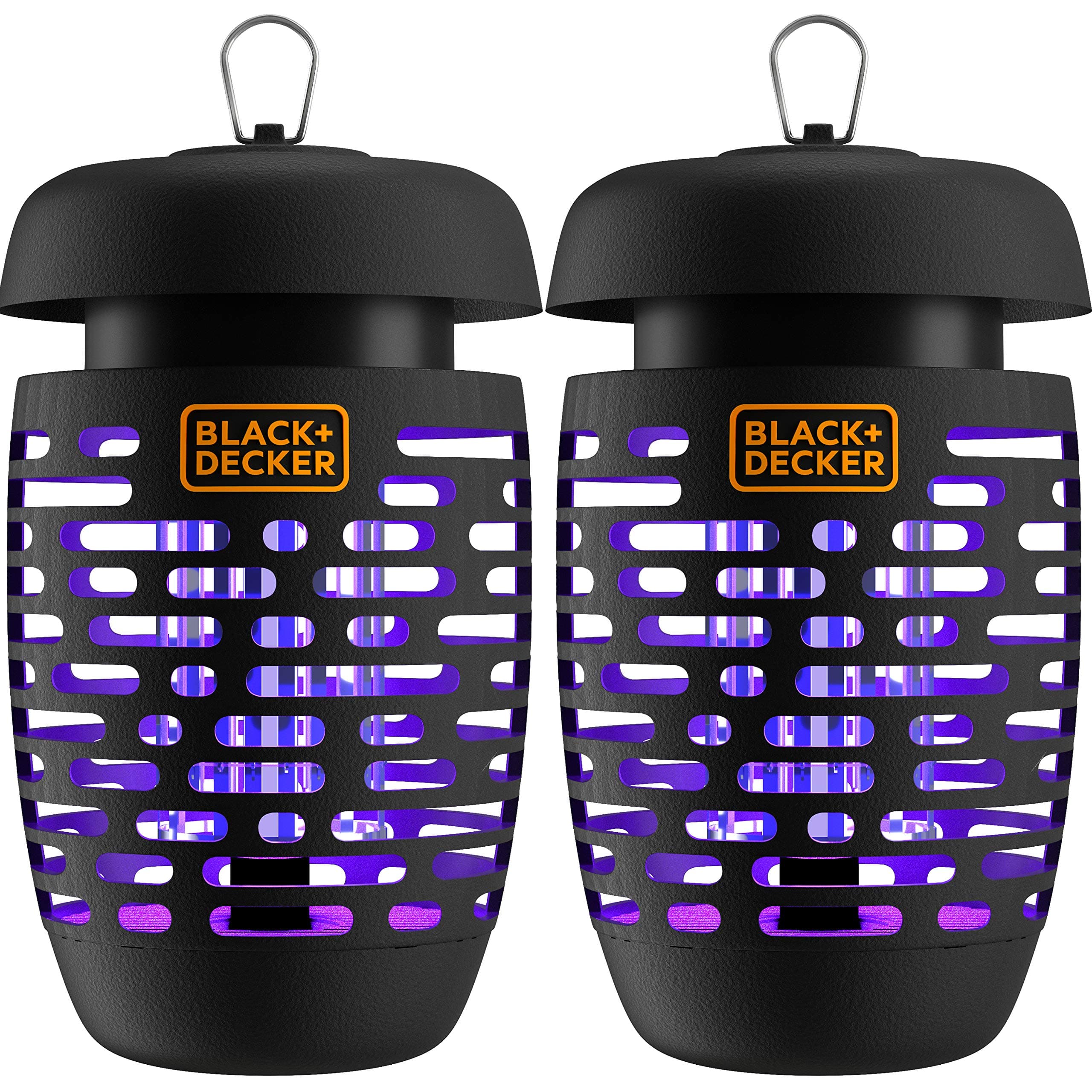 Black & Decker + Bug Zapper Electric Lantern with Insect Tray, Cleaning Brush, Light Bulb Waterproof Design for Indoor Outdoor Flies, Gnats Mosquitoes Up to 625 Square Feet- 2 Pack