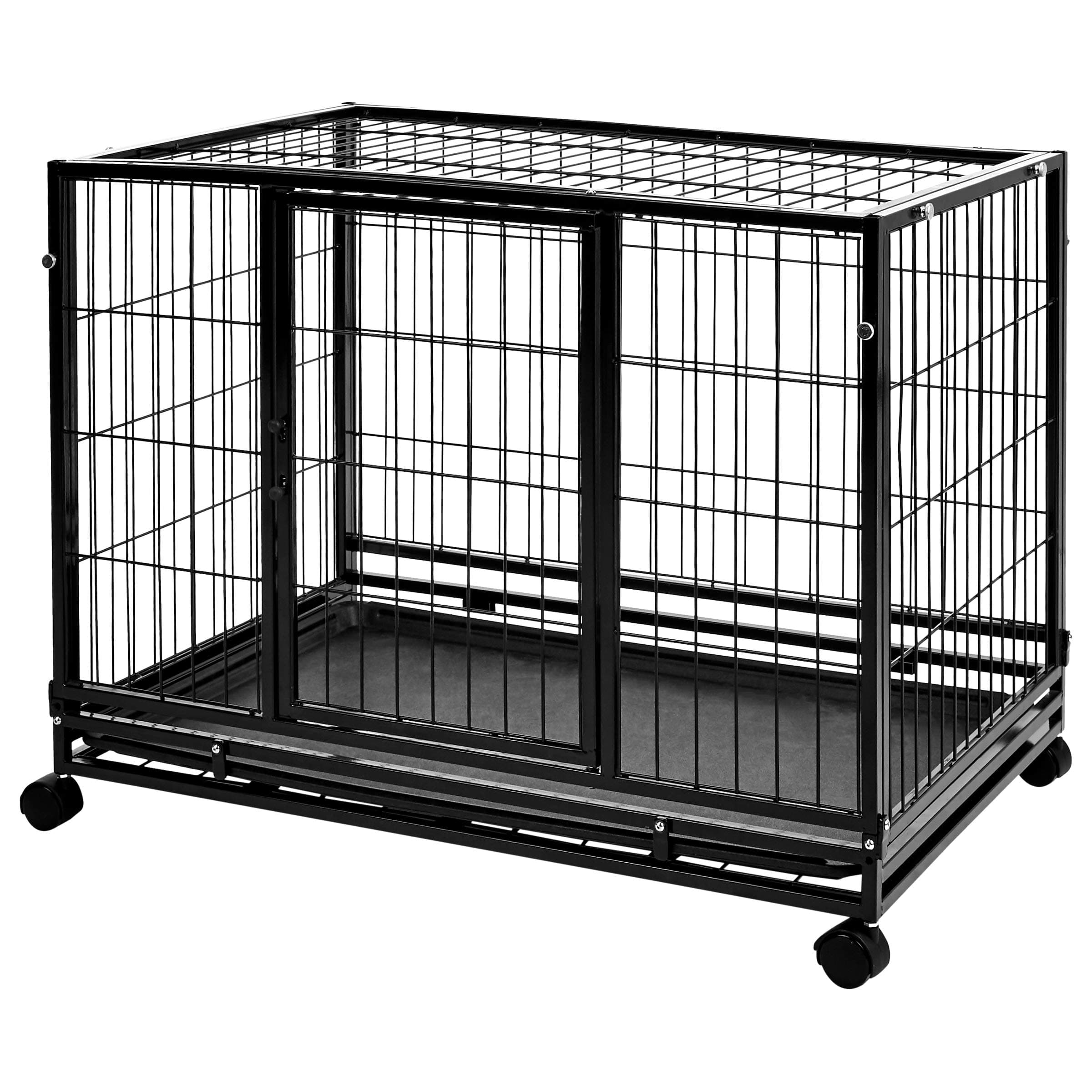 Amazon BasicsHeavy Duty Stackable Pet Kennel with Tray, 36-inch, Black