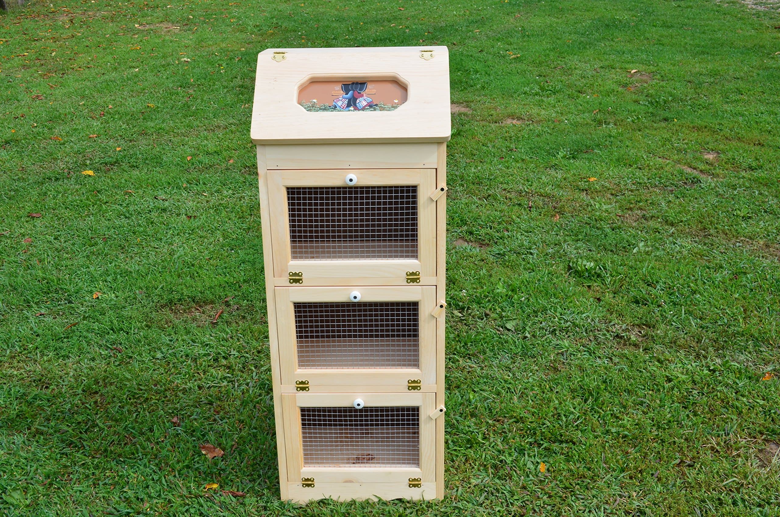 Amish Handcrafted Solid Pine Bread Box 3 Door Vegetable Bin. Measures 16.5" L X 11" W X 43.5" H. Handcrafted By the Old Order Amish Craftmen Locally in the Heart of Ohio.