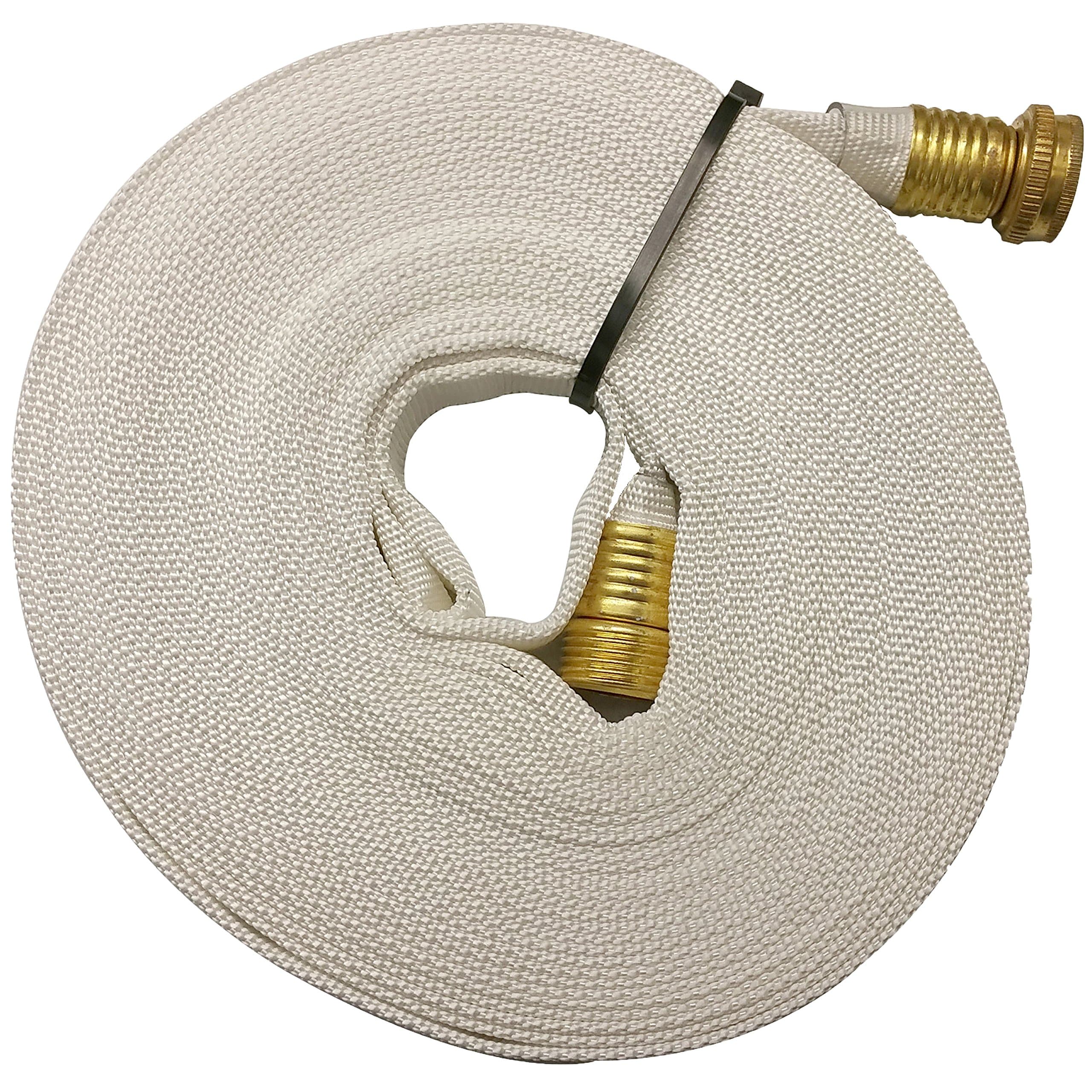 Key Fire 017-FF058-450 Polyester/Polyurethane/Brass/Plastic/Rubber 1061 Pencil Line Lay Flat Garden Hose, GHT Connection, 300 psi Maximum Pressure, 50' Length, 5/8"