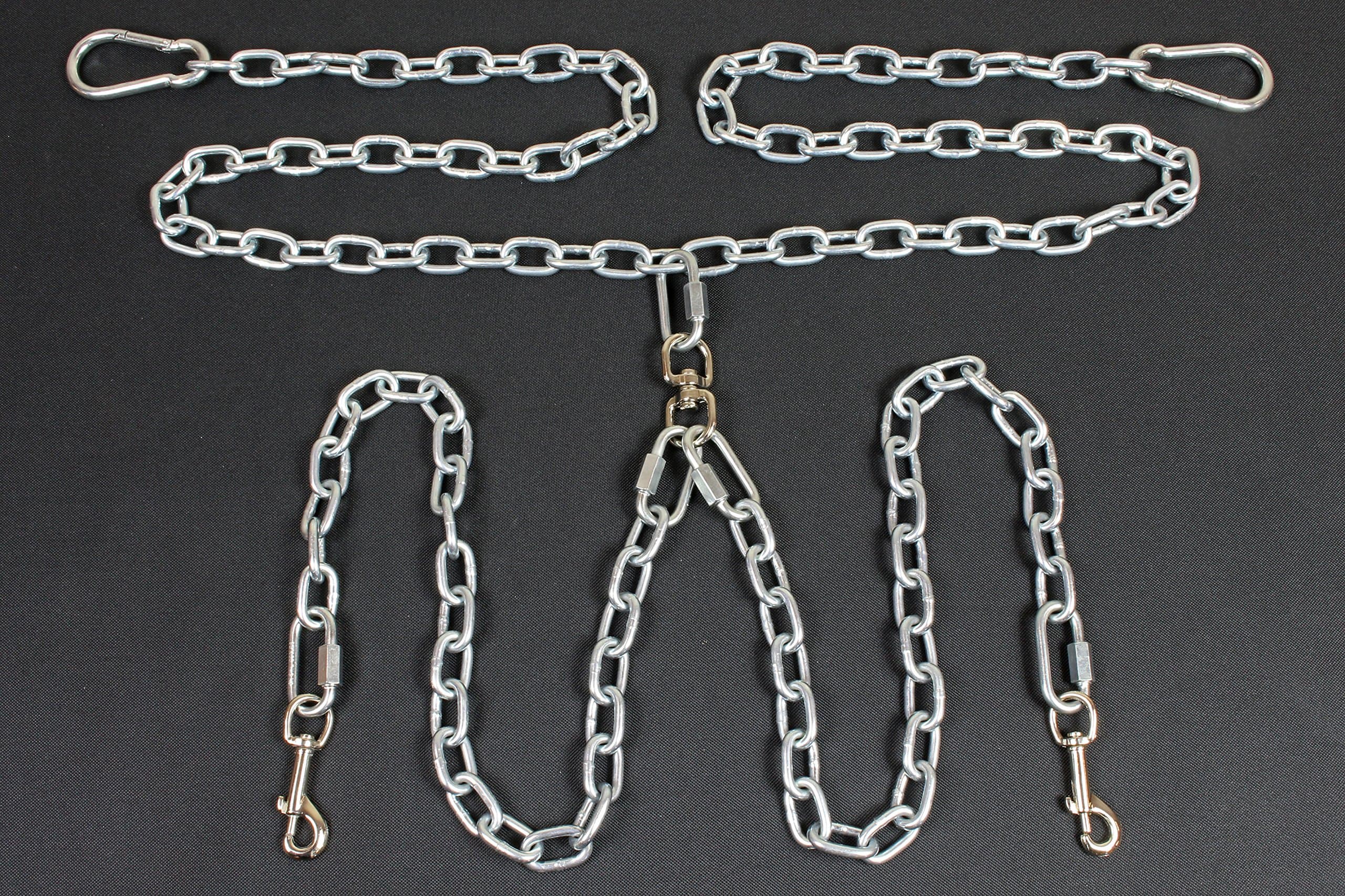 Bushwhacker - Chew Proof Truck Bed Two Dog Tether Chain SUV UTV Pet Leash Harness Vehicle Restraint Barrier Cable Dual Tie Down Out